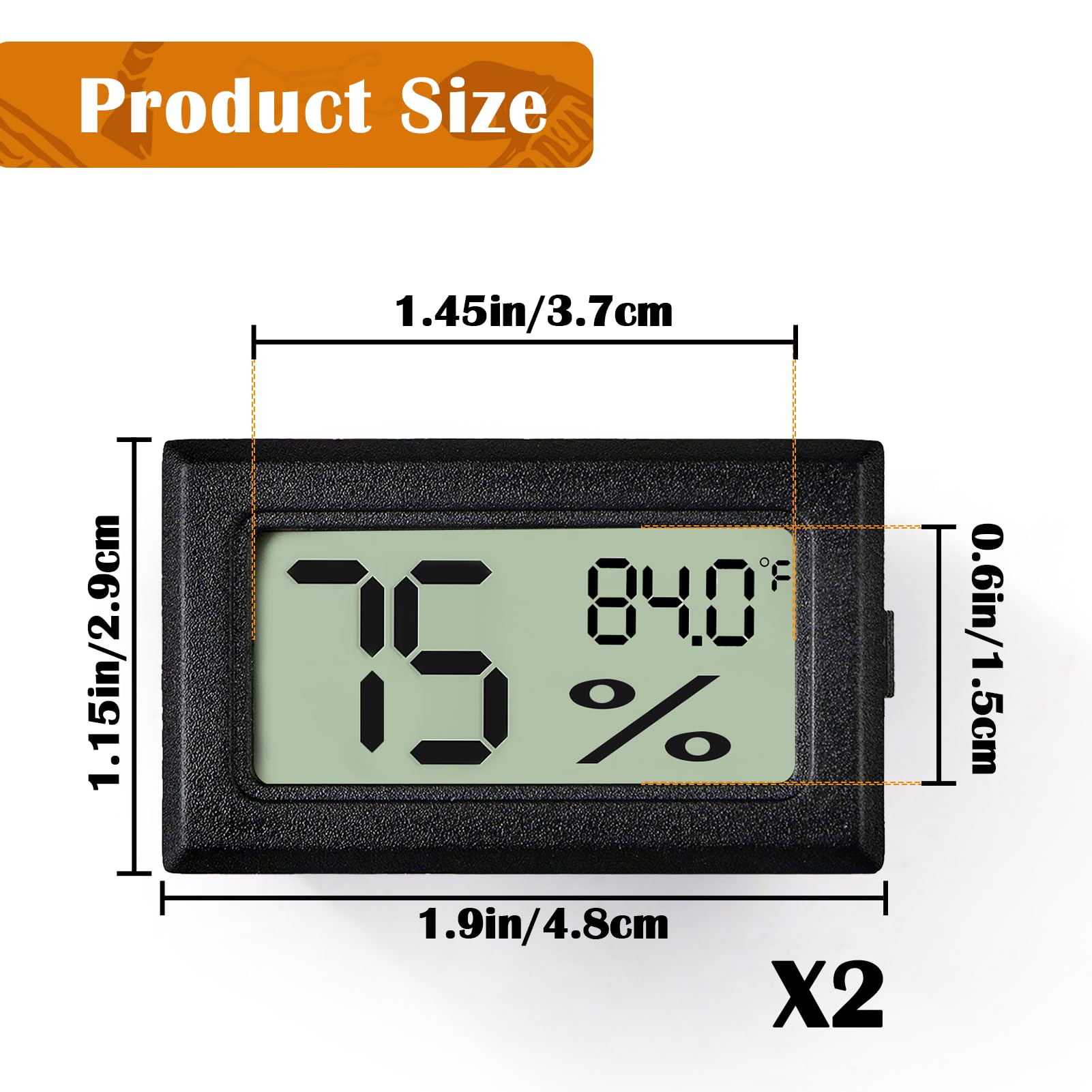 Palksky Bearded Dragon Tank Accessories, 2PCS Reptile Terrarium Thermometer and Humidity Gauge for Jumping Spider, Leopard Gecko