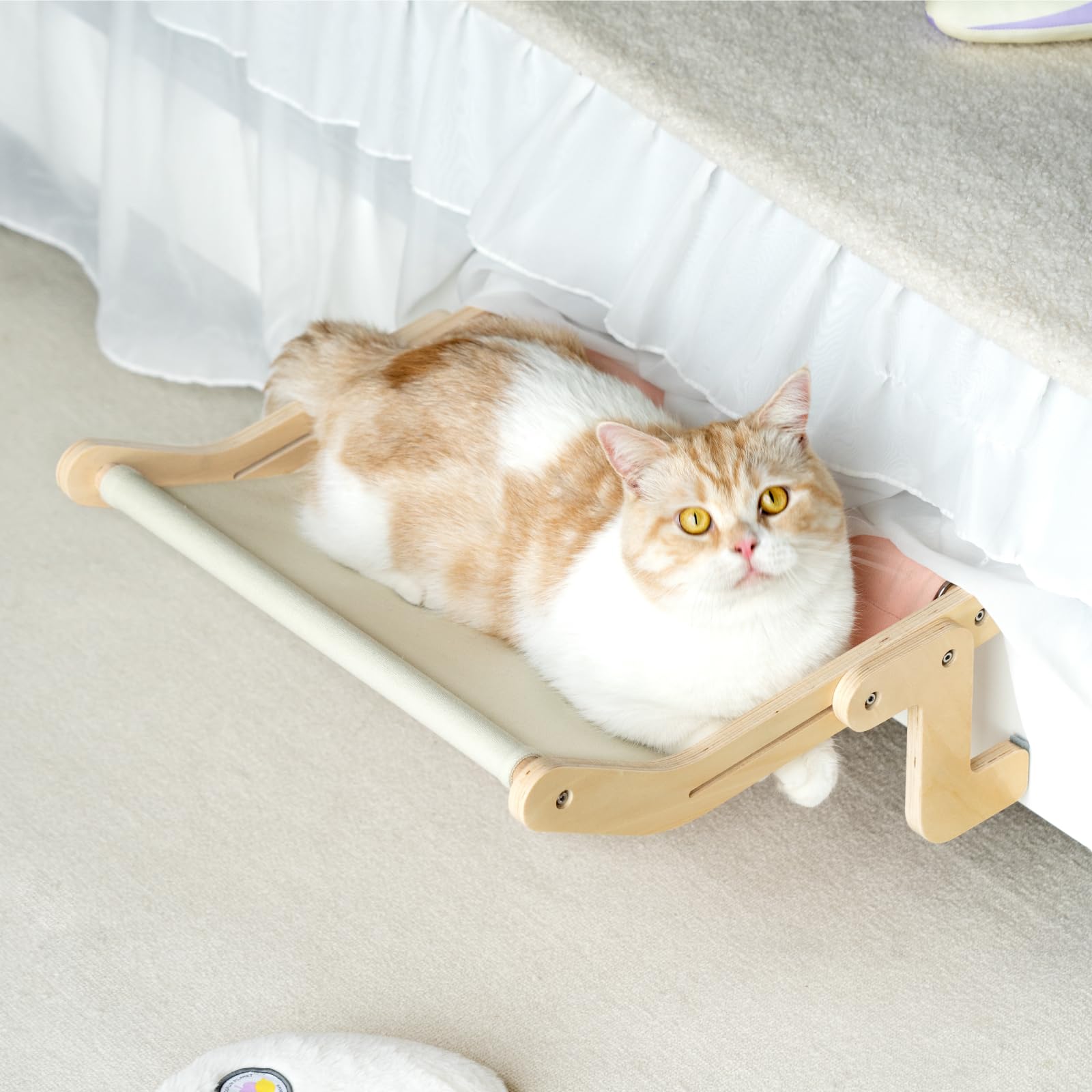 Mewoofun Cat Window Perch Lounge Mount Hammock Window Seat Bed Shelves For Indoor Cats No Drilling No Suction Cup (Blue/Grey)