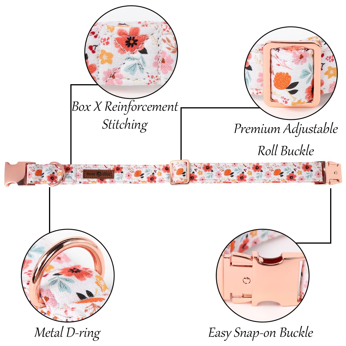 Lionet Paws Design Dogs Collar Cute Flower Sailor Bow Dog Collars For Girl Female Medium Large Dogs With Summer Floral Xl