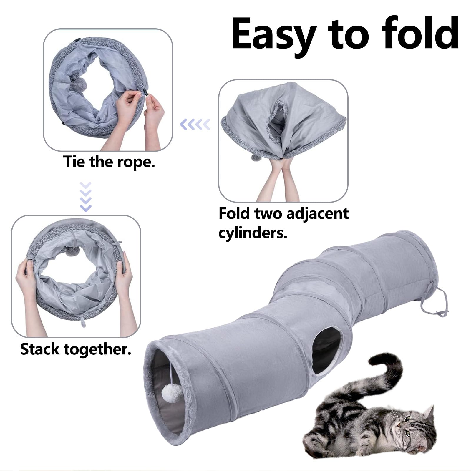 Tilanmiy S-Shape Collapsible Cat Play Tube Toys With Plush Ball, Indoor Play Tunnel For Puppy, Kitty, Kitten, Rabbit