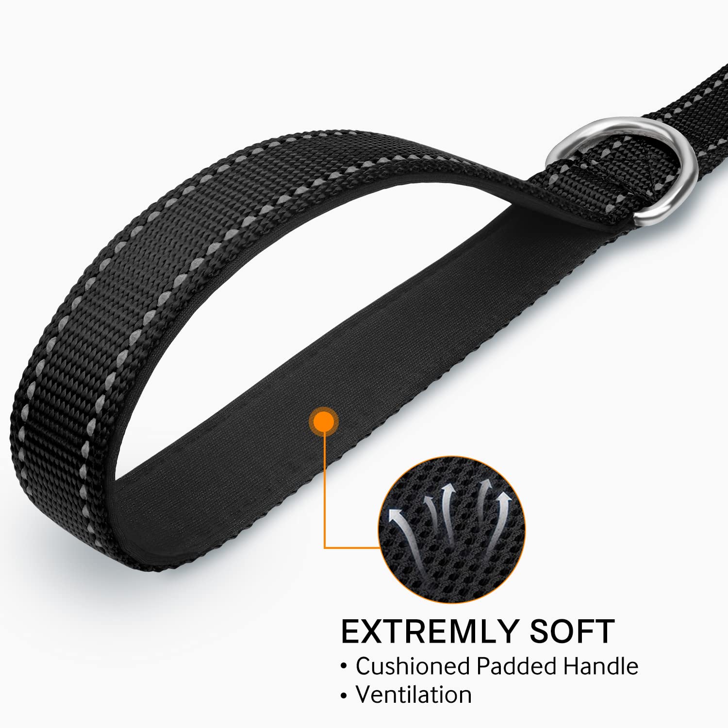 Joytale Double-Sided Reflective Dog Leash, 5FT Nylon, Padded Handle, Black, Ideal for Small & Medium Dogs