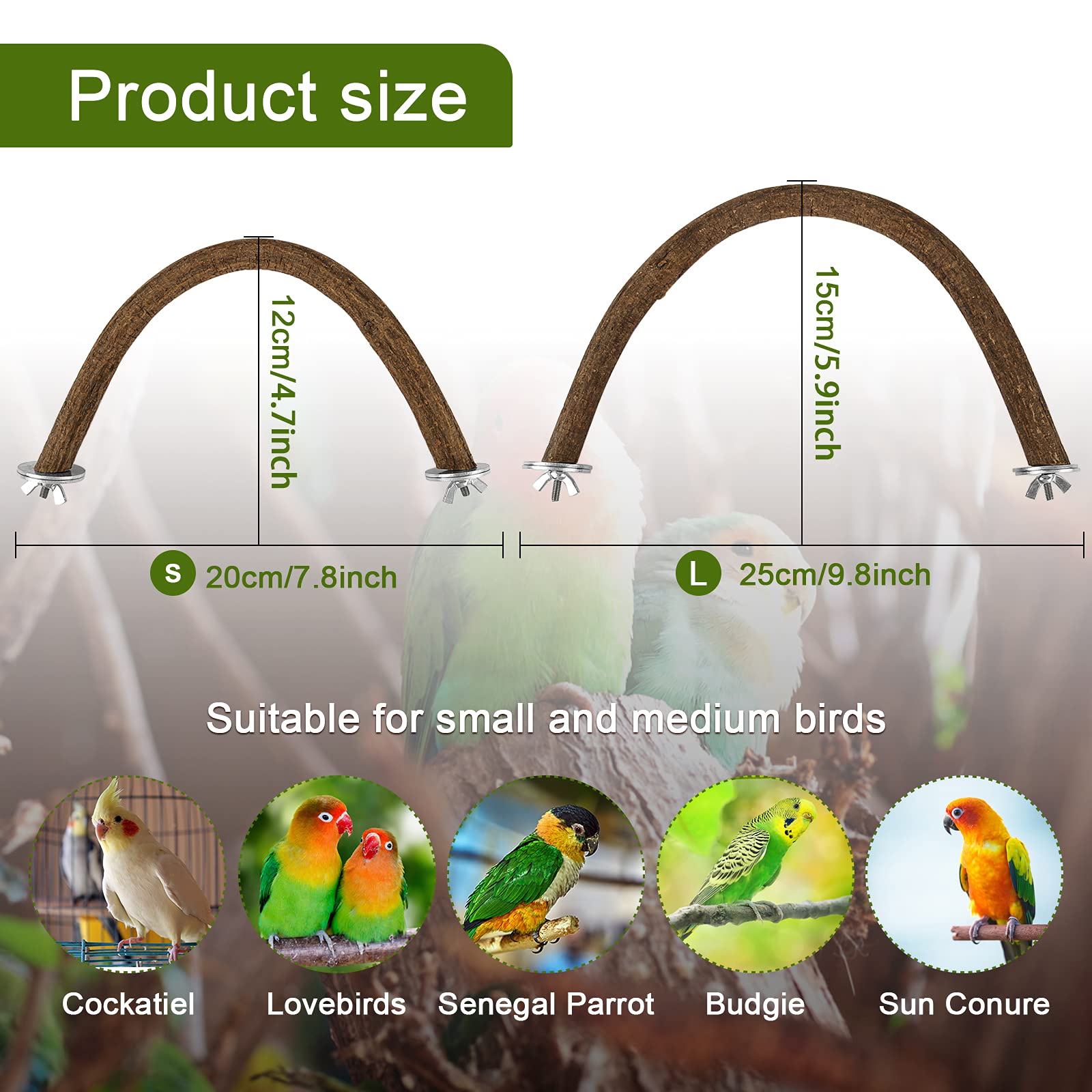 Rypet Parrot Bird Natural Wood Stand Perch Swing, U Shape