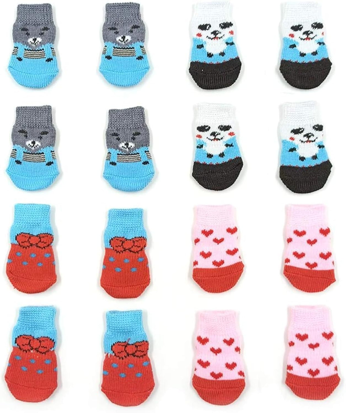 4 Pairs Anti-Slip Dog Socks&Cat Socks With Rubber Reinforcement, Pet Paw Protector For Hardwood Floors Indoor Wear (L)