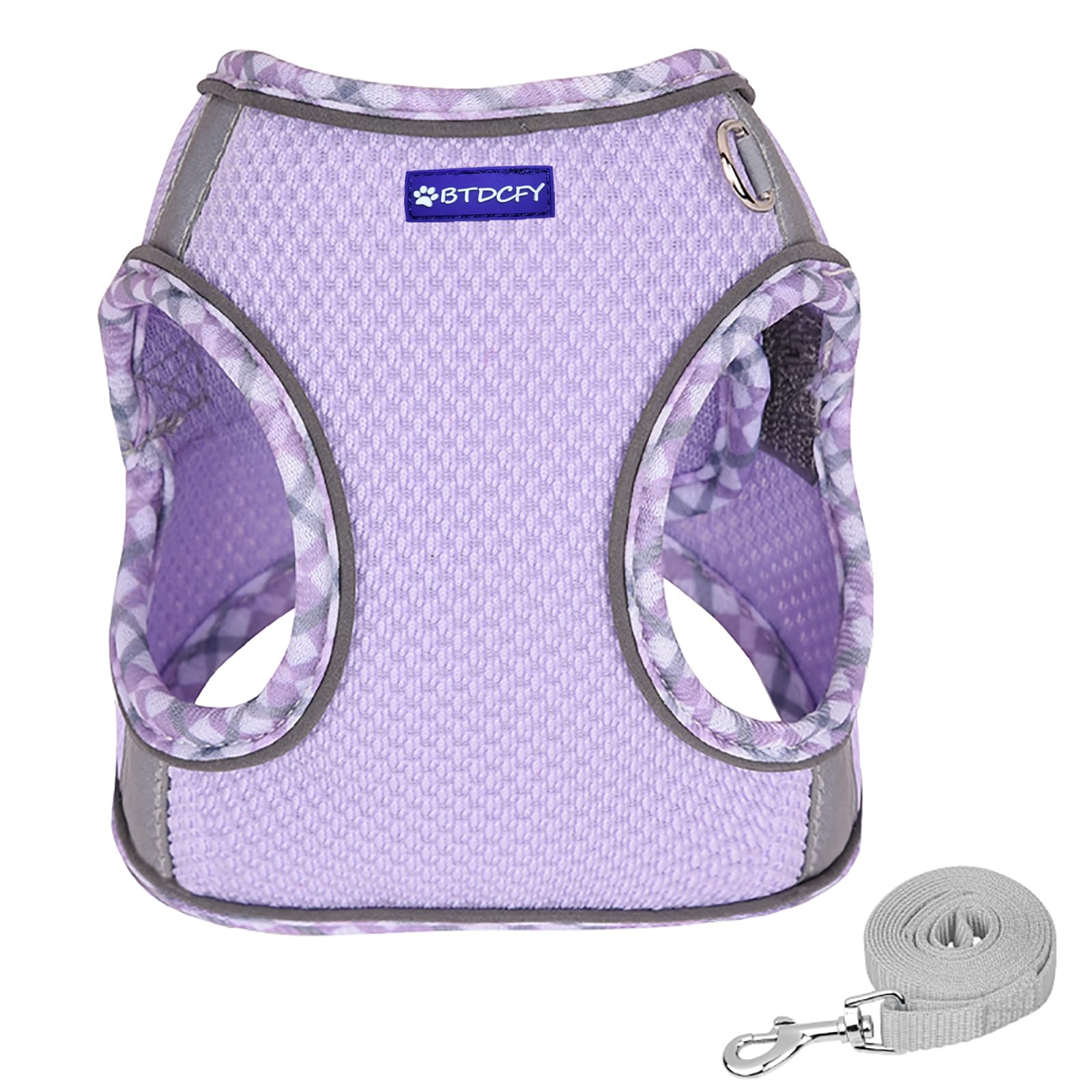 BTDCFY Step in Mesh Dog Harness and Leash Set, Breathable Air Mesh, Reflective, Escape Proof, No Choke, Lightweight, Purple, S(n