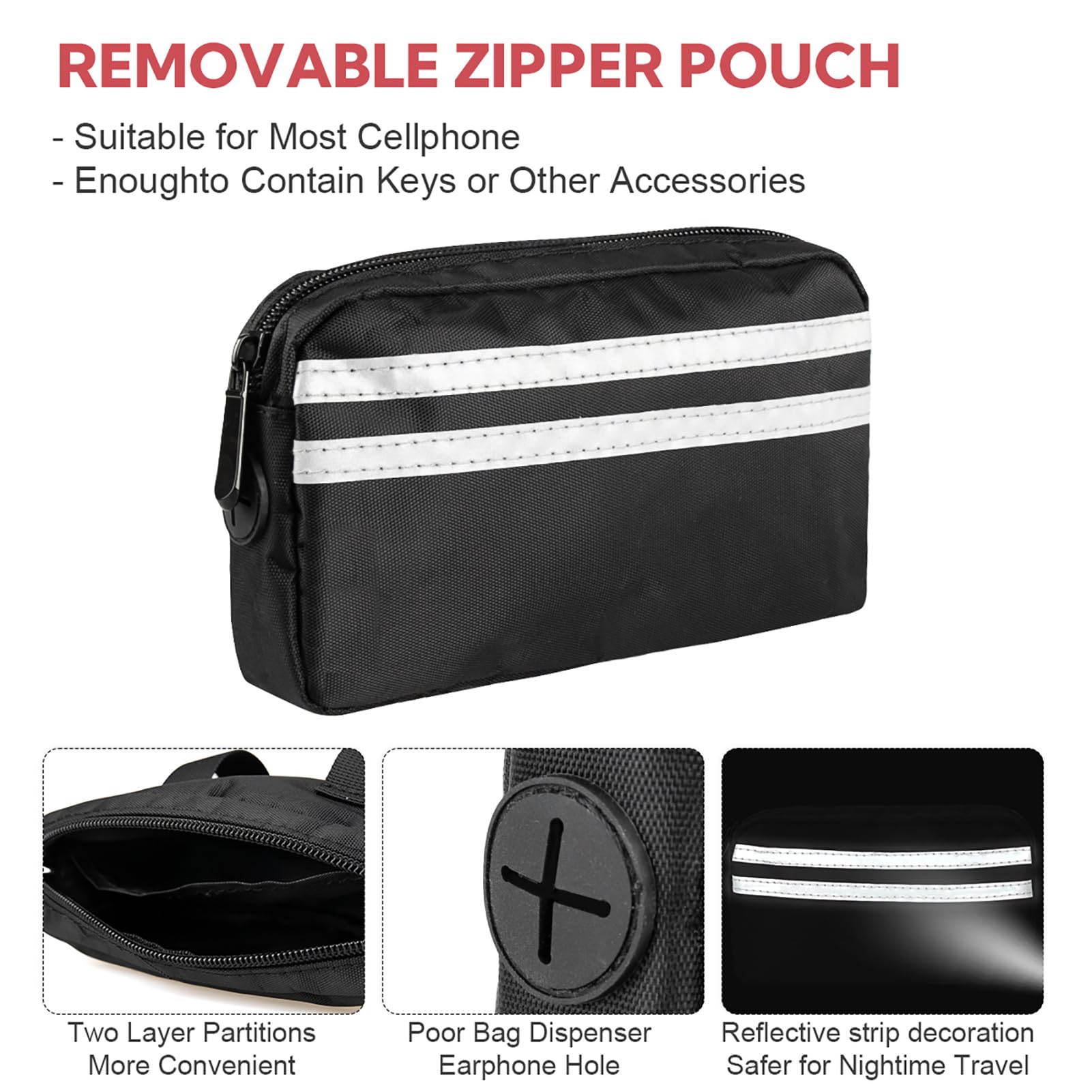 Yicostar Hands Free Dog Leash, Waist Leash For Dog Walking, Hiking And Running,Adjustable Belt With Double Handle, Dog Leash For