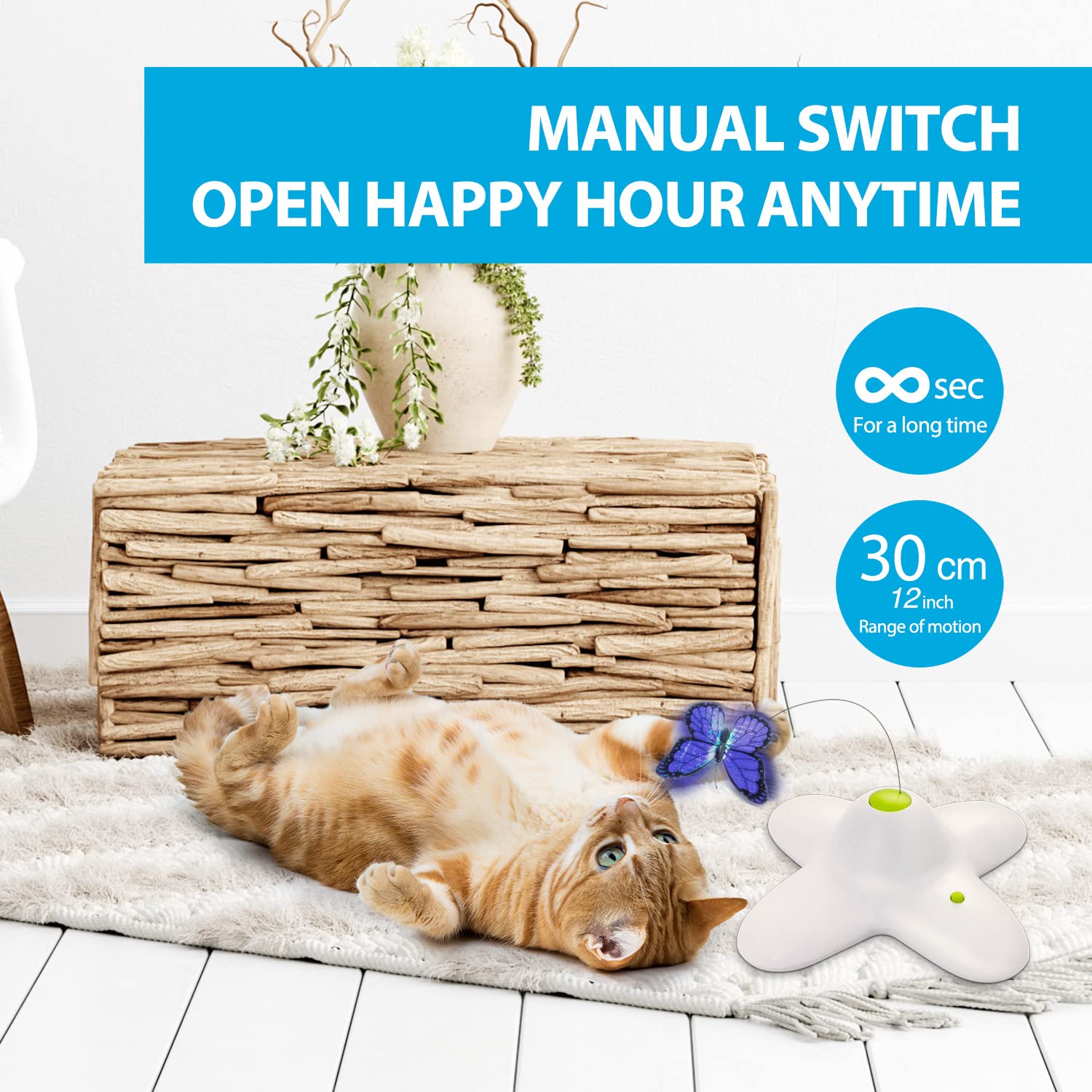 All For Paws Cat Toys Interactive Butterfly Flutter Bug Cat Automatic Toy Stimulating Kitty Toys Enrichment For Indoor Cats