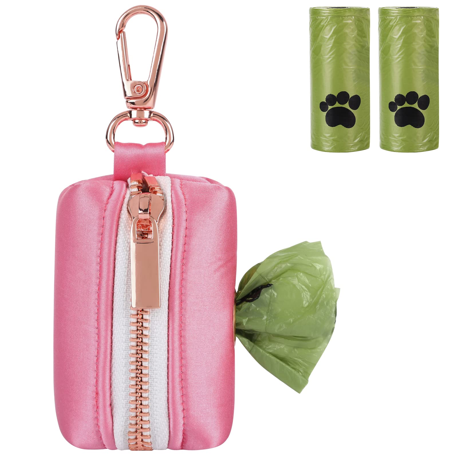 Lionet Paws Cute Dog Poop Bag Holder With Dog Poop Bag For Leash, Silk Dog Bag Dispenser, Matching Dog Collar