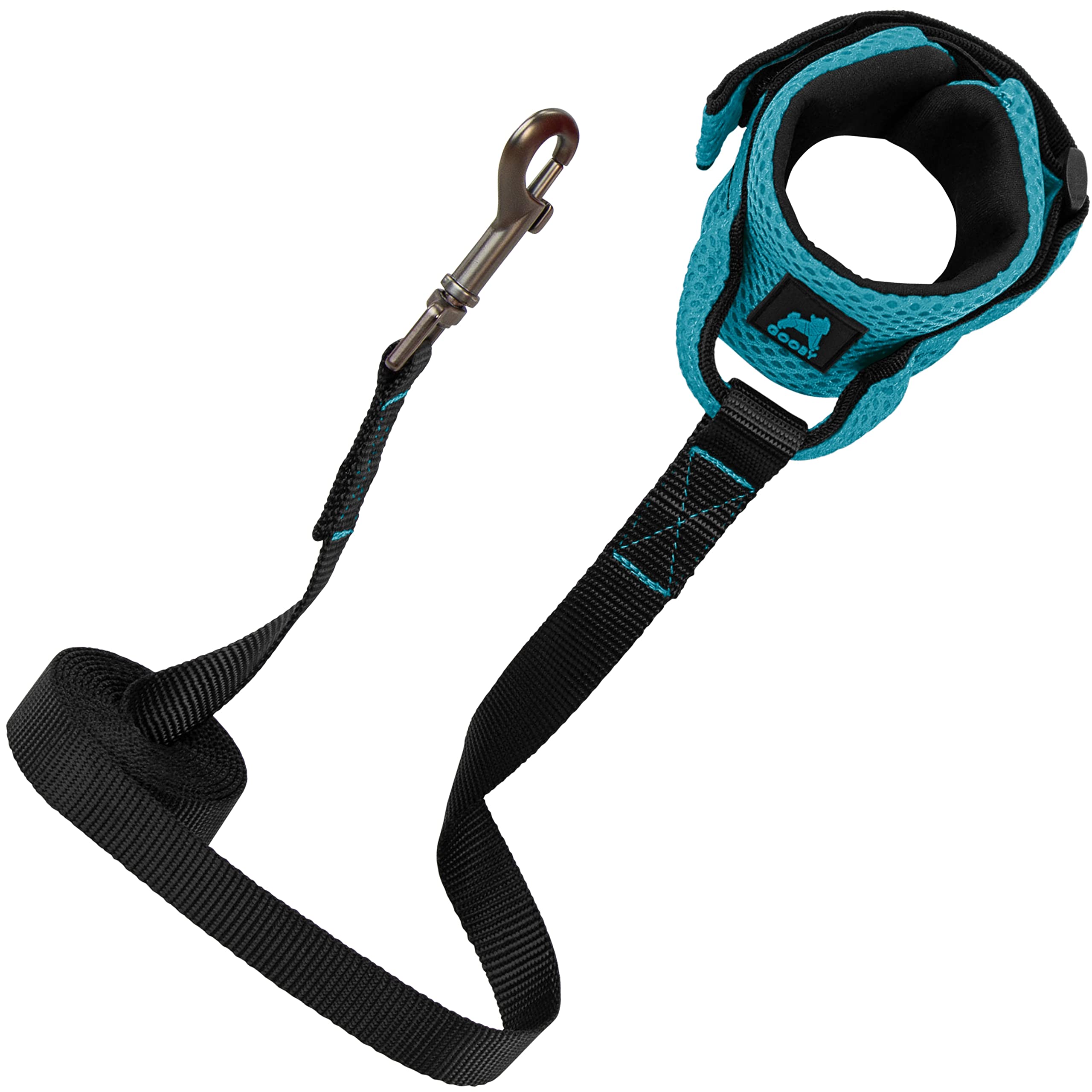 Gooby Soft Mesh Wrist Band Surfer Leash - Turquoise, 6 Ft - Comfortable Hands Free Leash With Elastic Band For Small, Medium And Large Dogs