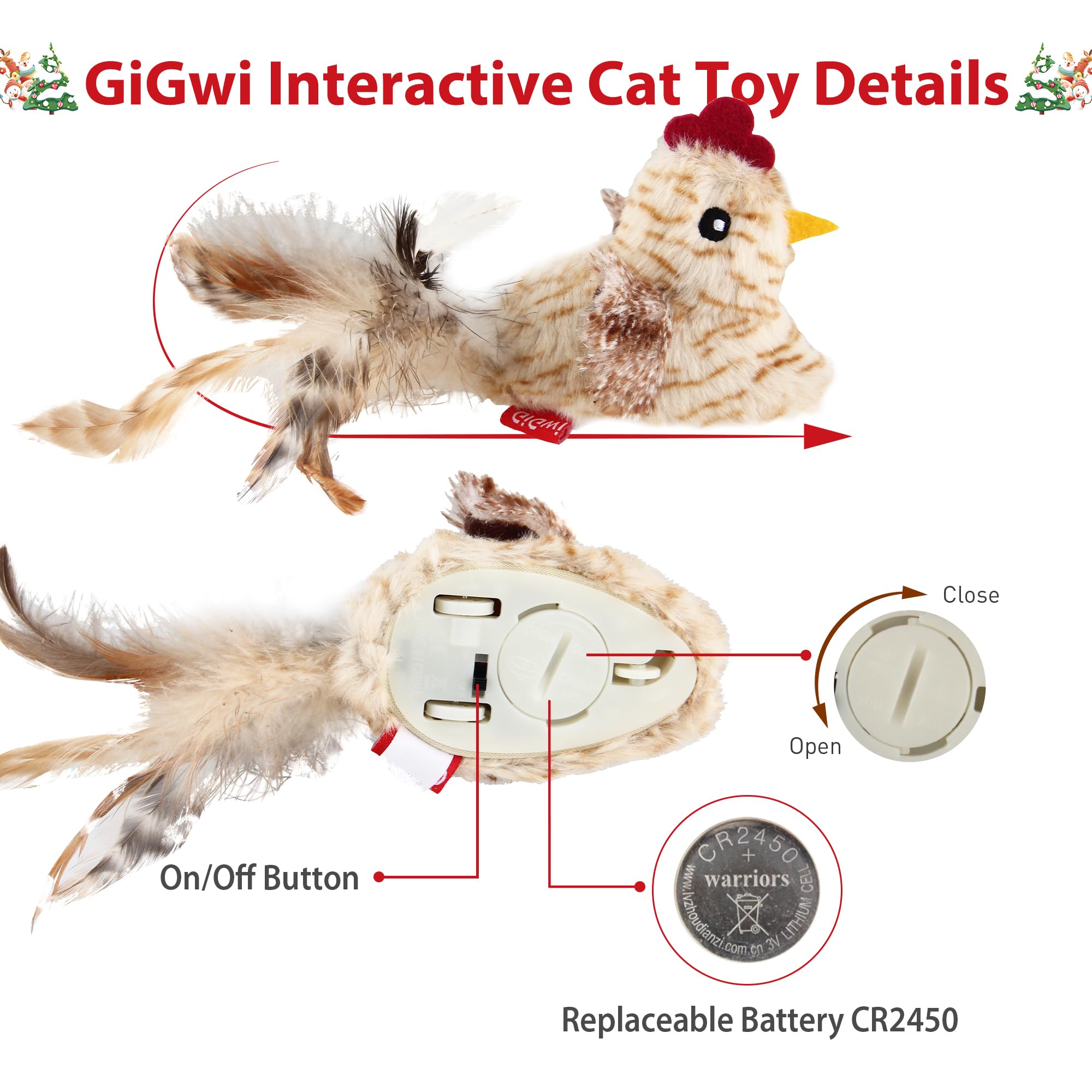 Gigwi Interactive Cat Toys for Indoor Cats, Cat Mouse Toys 2 Pcs with Electronic Realistic Squeaky Sound, Automatic Moving Kitte
