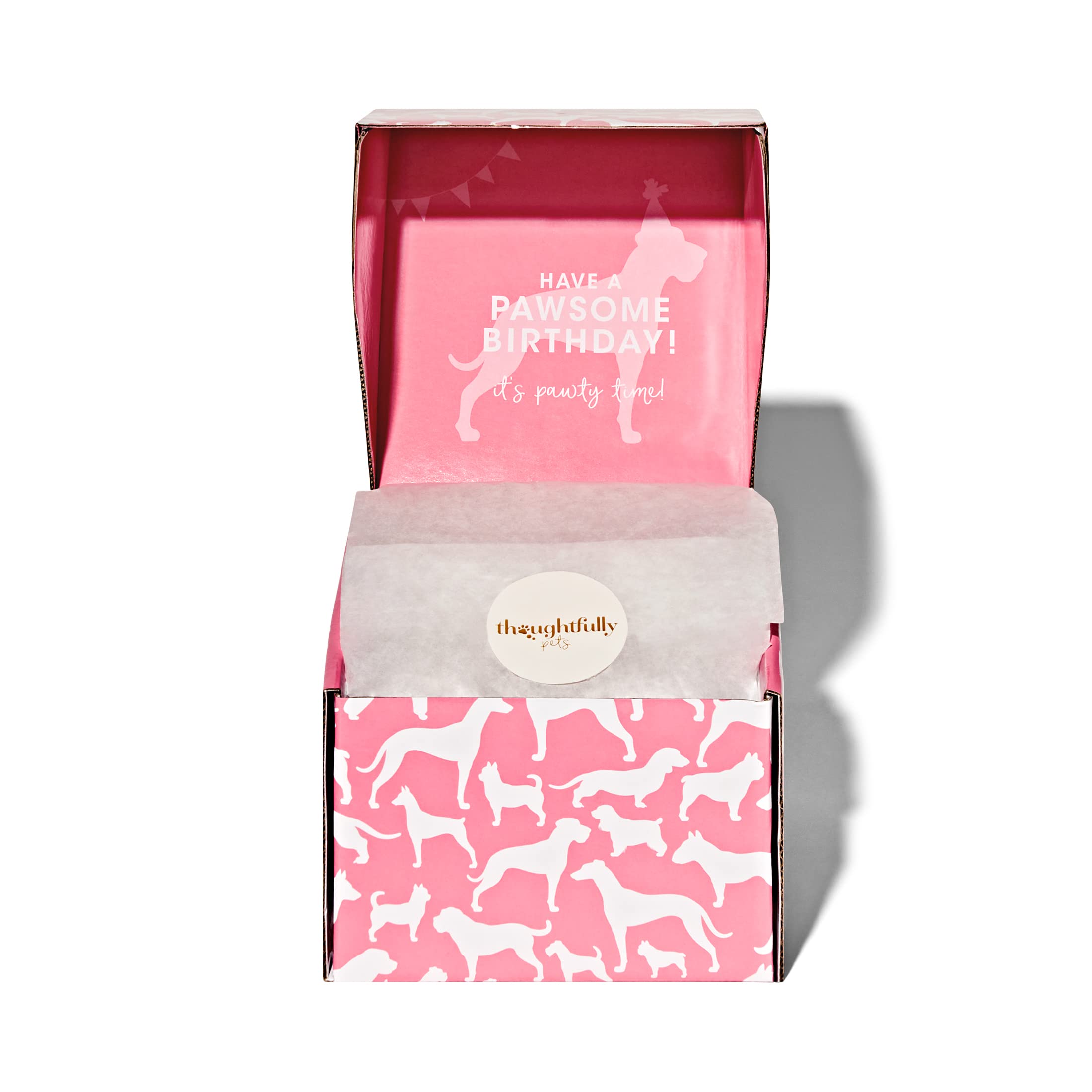 Thoughtfully Pets, Pink Dog Happy Birthday Mini Cookie Cake, Pink, Peanut Butter Flavored, Hand Decorated Hollow Biscuit Cake fo