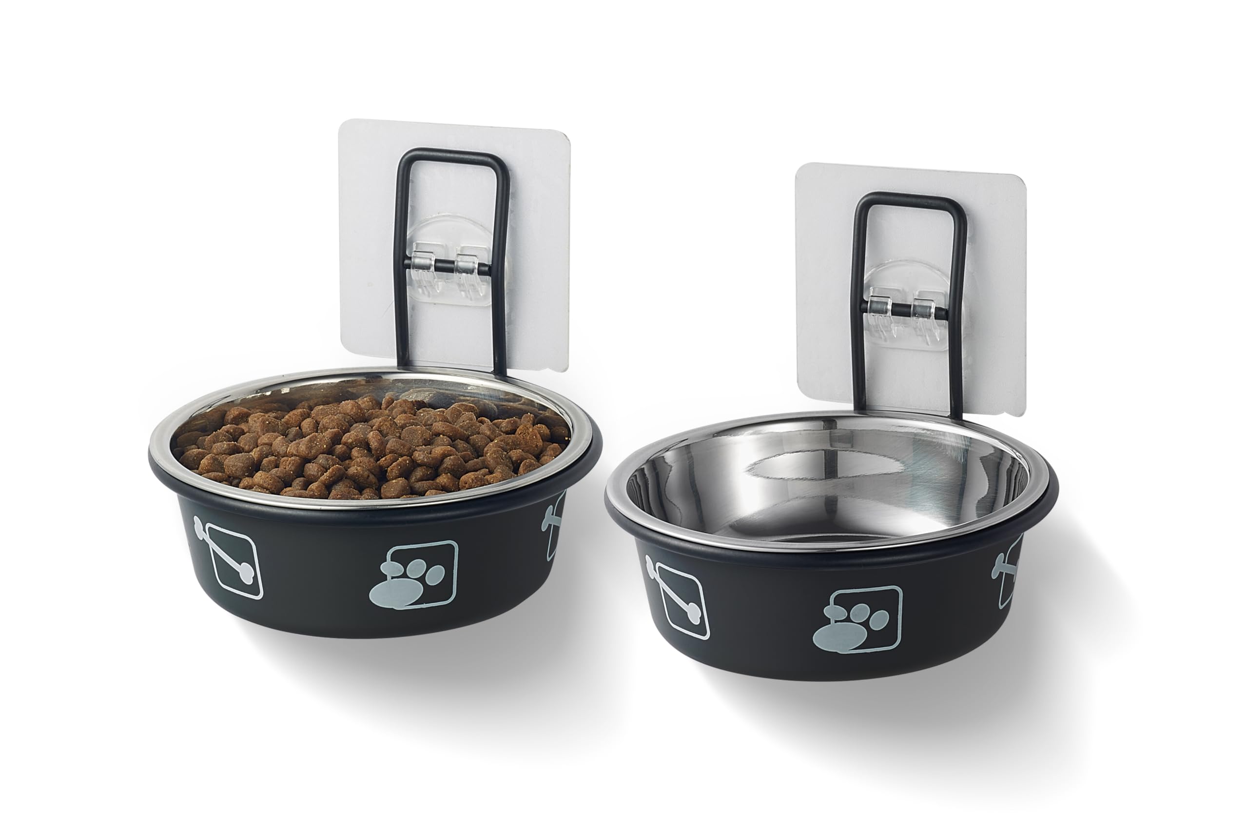 Stainless Steel Wall Mounted Cat Feeding System - Adjustable Elevated Bowls, Nonslip Stand, 2Pack For Cats & Puppies