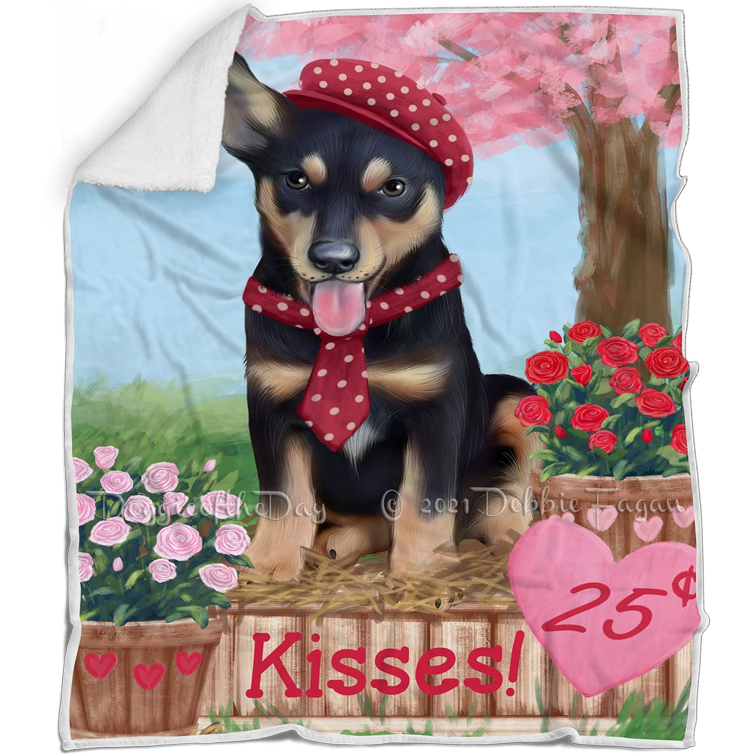 Rosie 25 Cent Kisses Australian Kelpie Dog Blanket  Lightweight Soft Cozy and Durable Bed Blanket  Animal Theme Fuzzy Blanket 