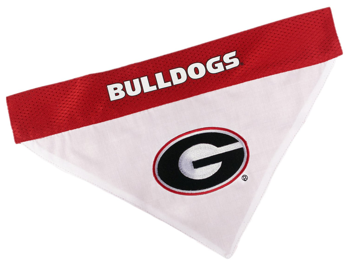 Pets First Collegiate Pet Accessories, Reversible Bandana, Georgia Bulldogs, Large/X-Large,Red/White