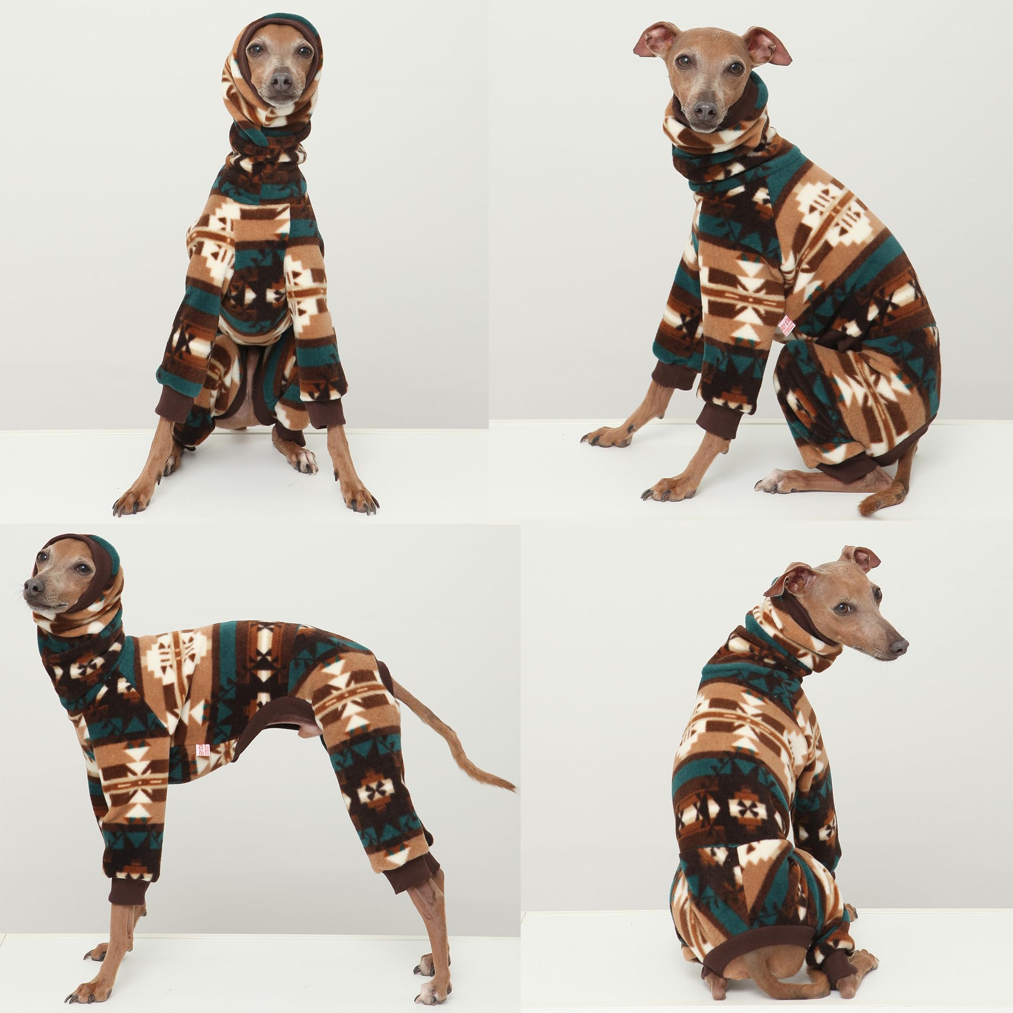 D DOGGY STAR Italian Greyhound Sweater Turtleneck Outfit Nordic Fleece Onesie Clothes Whippet for Dog Coat (XL,Brown Nordic)