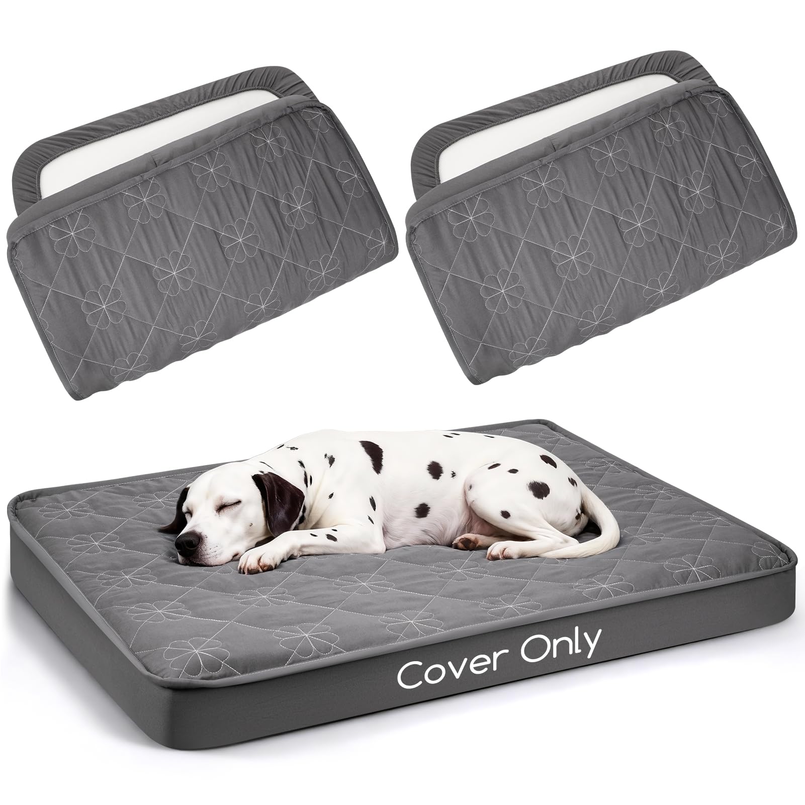 Dog Bed Cover Replacement Washable 2 Pack, Waterproof Dog Bed Sheets,Ultra Soft Pet Pillow Cover Quilted,Removable Pet Bed Liner