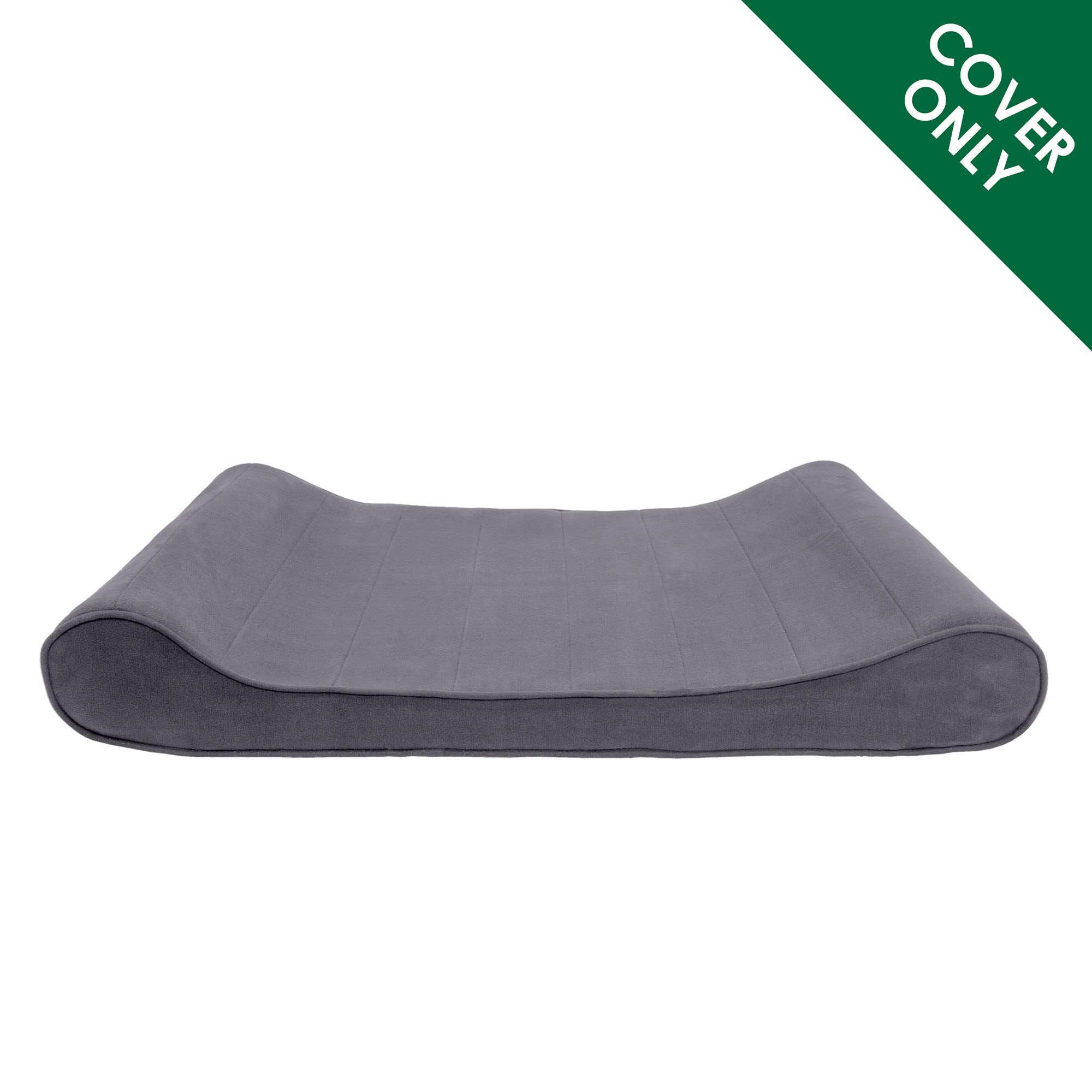 Furhaven Microvelvet Replacement Dog Bed Cover, Jumbo Gray Contour Luxe Lounger, Machine Washable, 45L x 30W x 0.3Th
