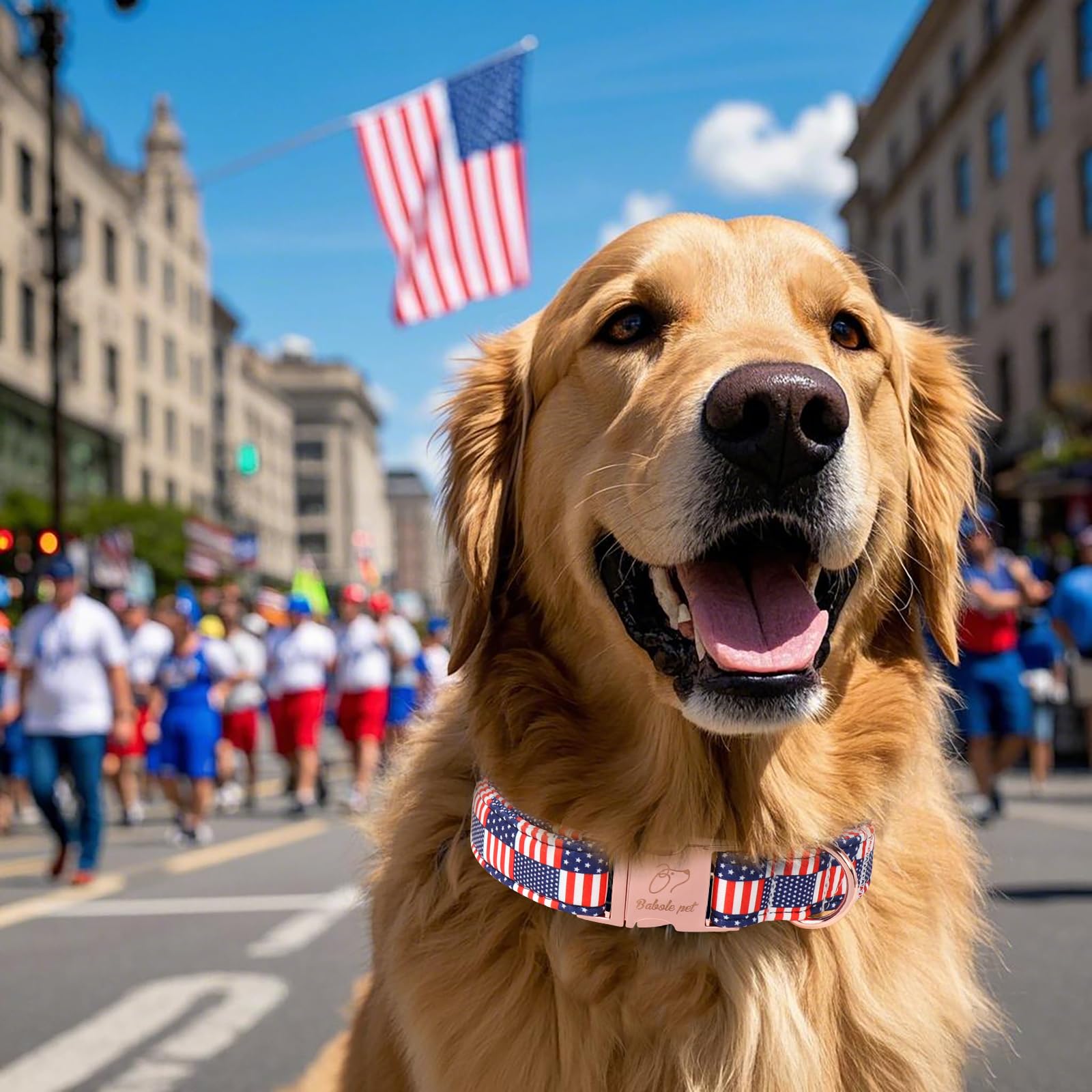 Babole Pet 4Th Of July Dog Collar - Us Flag Patriotic Dog Collars For Medium Dogs, Adjustable Independence Day Stars & Stripes A