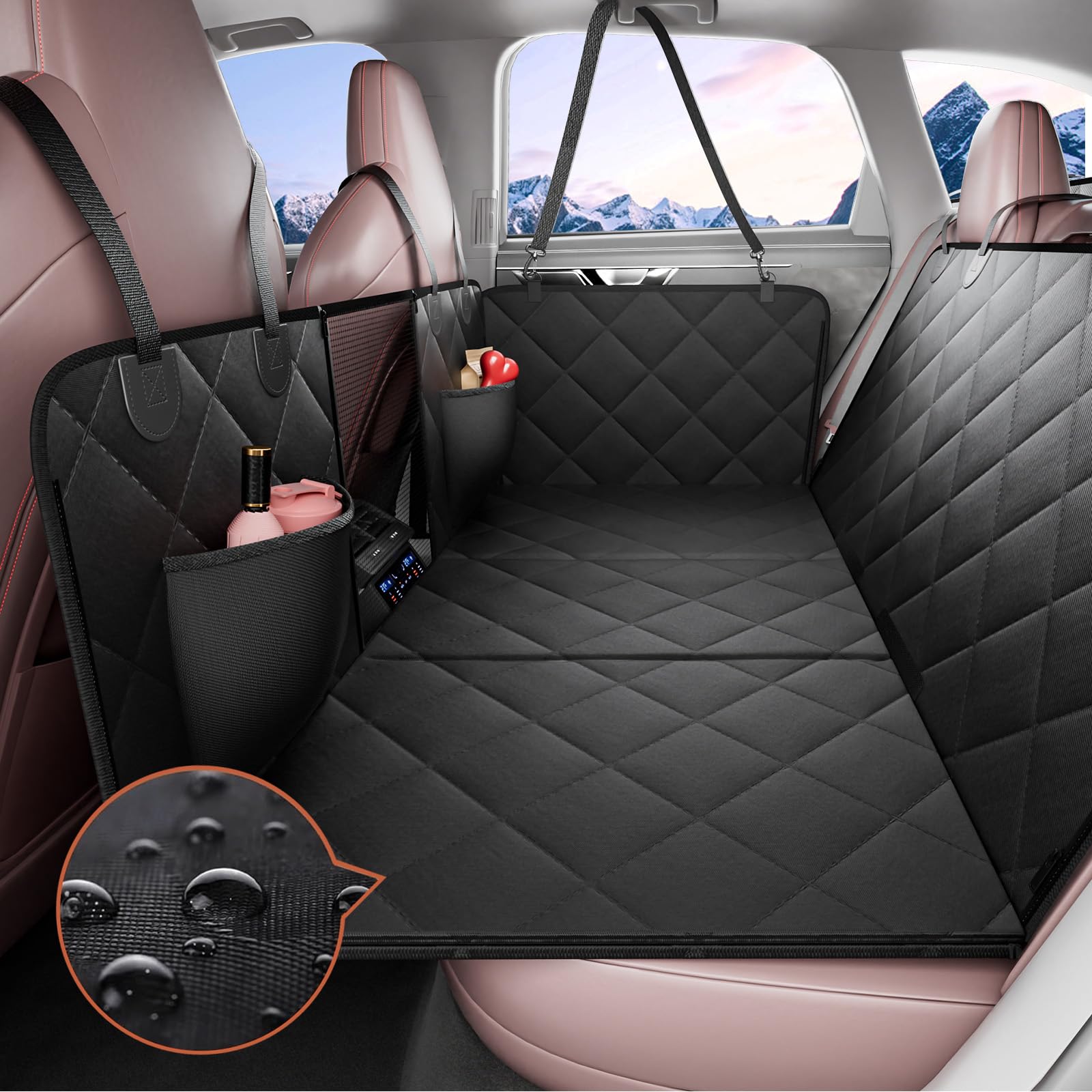 VEVOR Back Seat Extender for Dogs,Hard Bottom Dog Car Seat Cover for Back Seat Holds 350 lbs, Backseat Extender for Dogs, Waterp