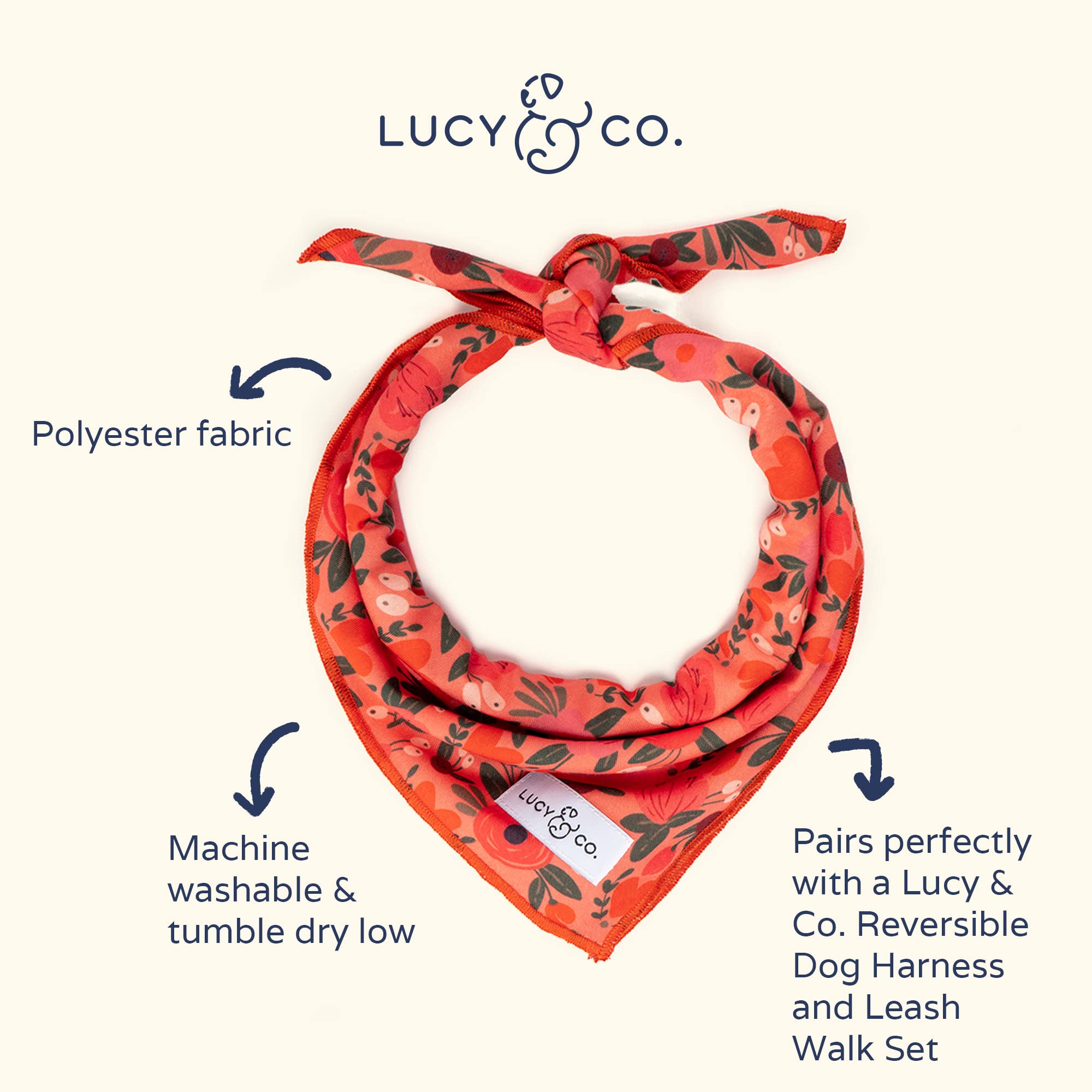 Lucy & Co. Dog Bandana - Designer Puppy Accessory For Boy And Girl Dogs. Made Of 100% Polyester. Soft, Stylish And Appropriate F