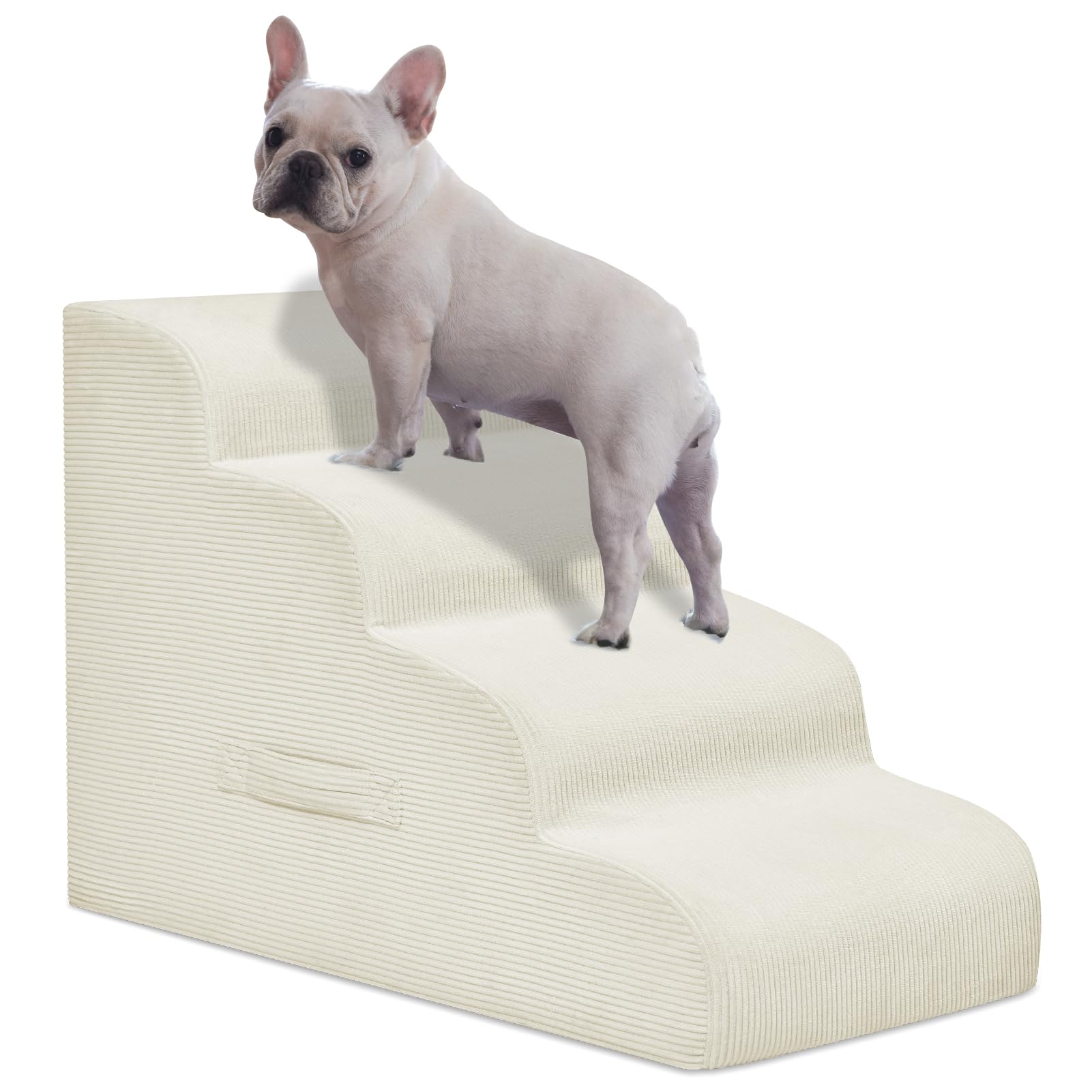 Yiruka Dog Steps for Small Dogs, 4-Step Dog Ramp and Stairs for High Beds and Sofa, Non-Slip Pet Stairs for Small Dogs and Cats,