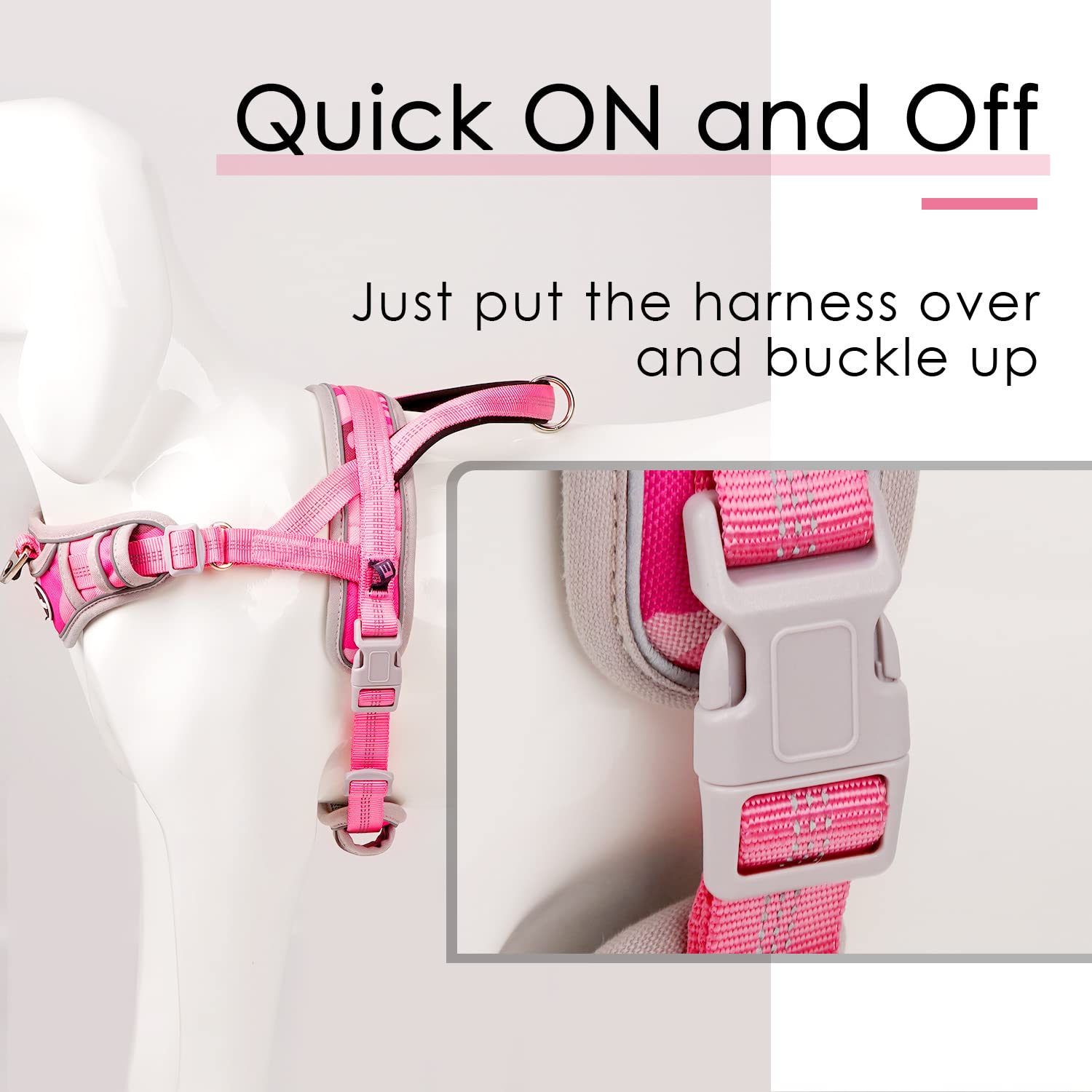 ADVENTUREMORE Small Dog Harness No Pull, Dog Halter Harness Adjustable Reflective Dog Vest Escape Proof Dog Harness with Easy Co