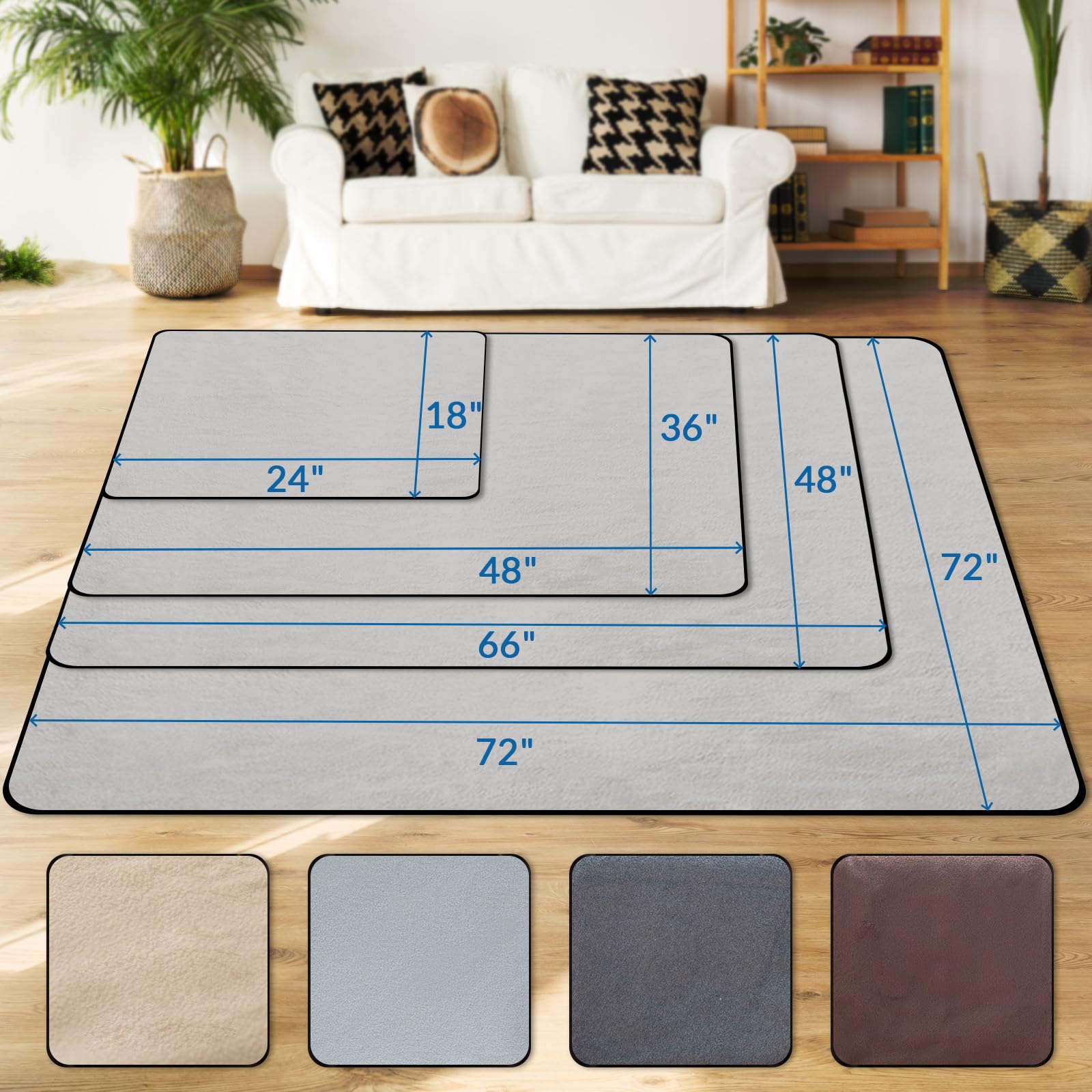 Barpor 72 X 72 Washable Dog Pee Pads Reusable Non-Slip - Puppy Pads Indoor Potty Training Leakproof, Whelping Pad For Floor,