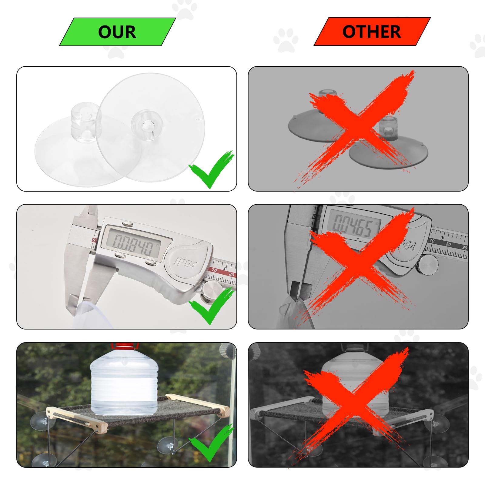 4 Pcs Thick Suction Cup Cat Perches - Classic Style Window Hammock Replacement For Cat Window Seat