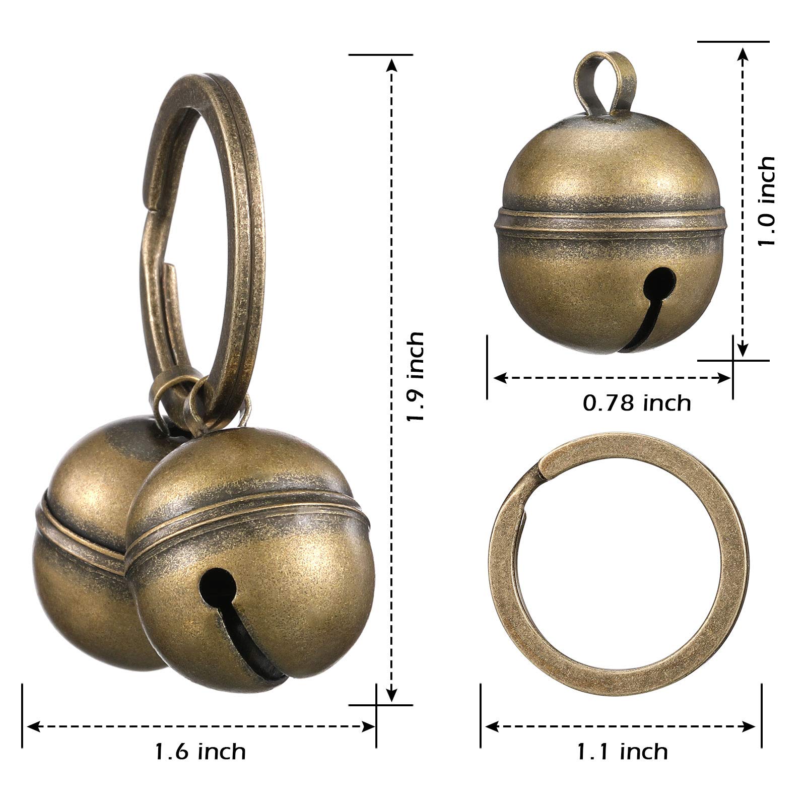 Ripeng 2 Strings In 4 Pieces Dog Bells Cat Bells For Collar Loud Brass Pet Bells With Key Rings Pet Pendant Accessories Pet Tracker For Training