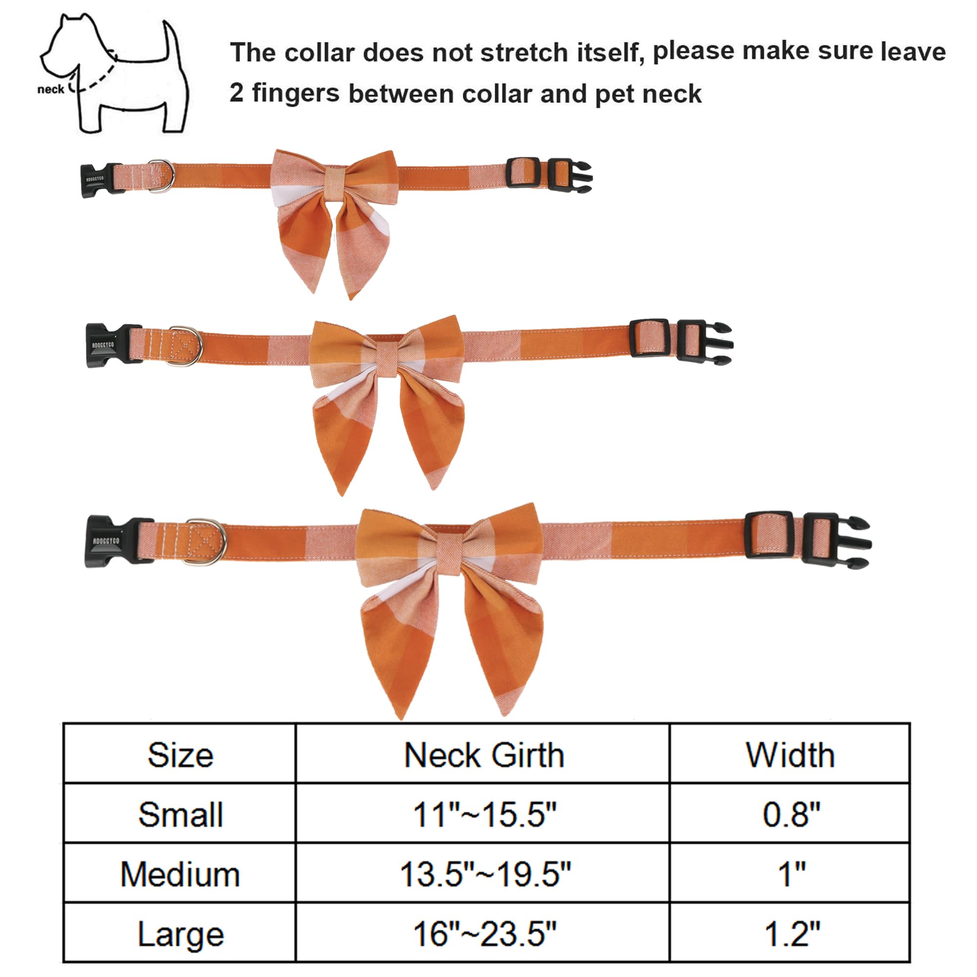 Adoggygo Fall Dog Collar With Bow, Halloween Thanksgiving Dog Bowtie Collar, Adjustable Orange Dog Fall Collars For Small Medium Large Dogs Pets (Small, Fall)