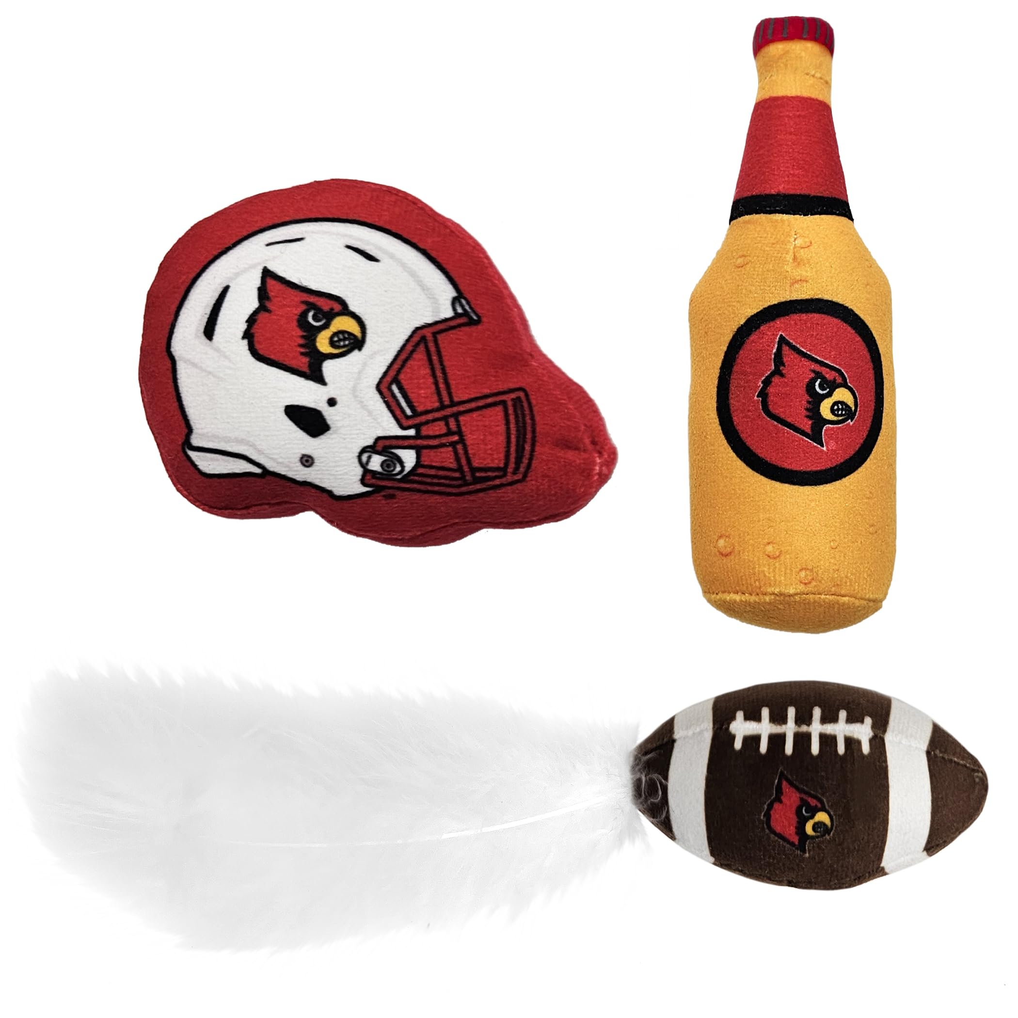 Pets First Best Plush Cat Toy Ncaa Louisville Cardinals Complete Set Of 3 Piece Cat Toys Filled With Fresh Catnip. Includes: 1 H