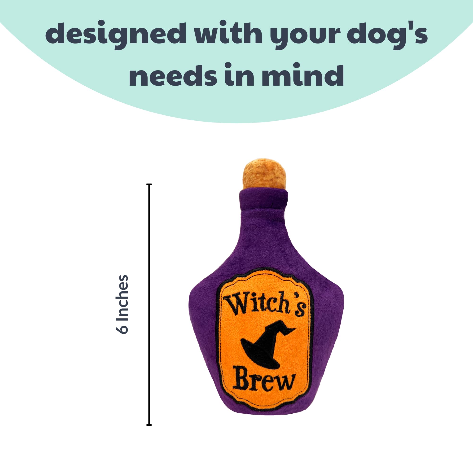 Huxley & Kent For Dogs | Witch'S Brew | Halloween Power Plush Dog Toy With Squeaker | Funny Dog Toy Gift | Fun, Durable, And Safe | H&K Squeaky Dog Toys