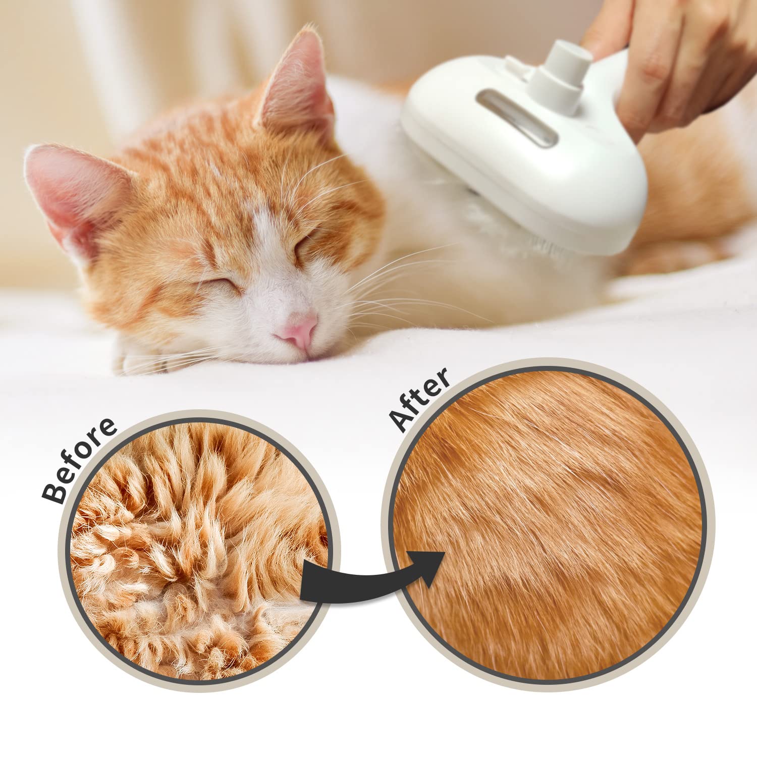 Steam Cat Brush for Shedding, 3 In 1 Steam Cat Brush Self Cleaning Dog Brush for Long and Short Hair Dogs and Cats Pet Grooming