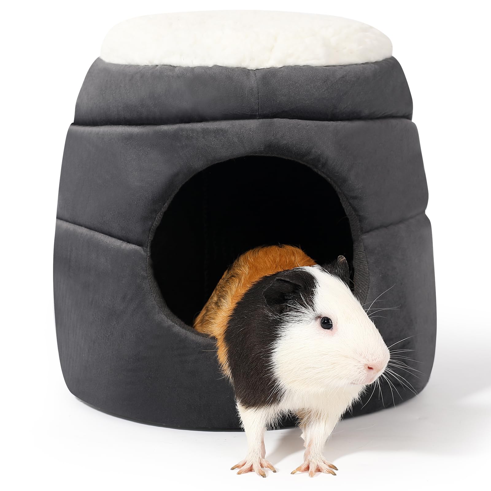ONEJU Guinea Pig Hideout - 2 in 1 Foldable Guinea Pig Bed with Pure White Soft Top, Large Entrance for 1 Adult Small Pet, Ideal 