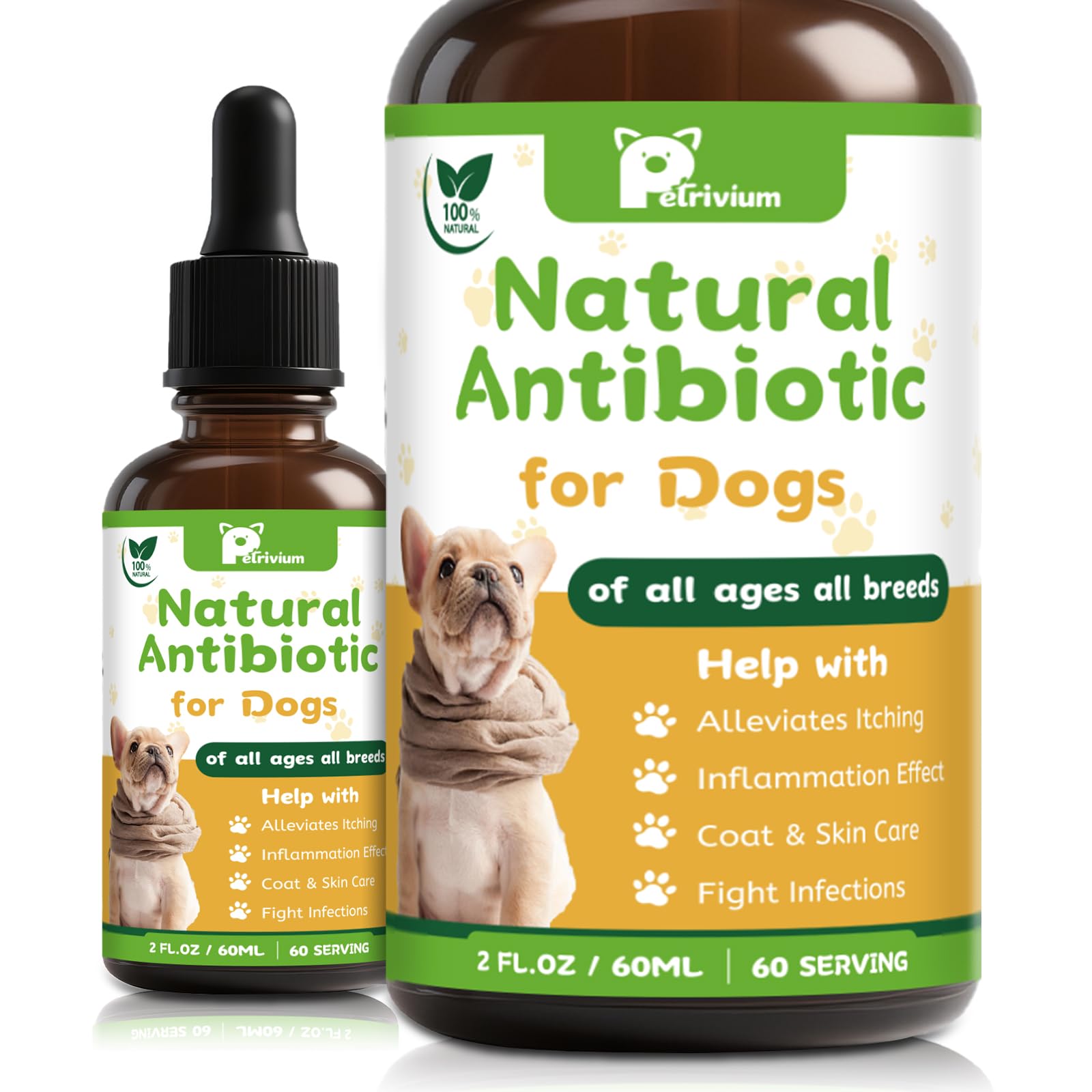 Dogs Antibiotics for Infection Coughs, UTIs, Allergies, Itching - Natural Antibiotics Supplement Drops for Cats to Support Diges