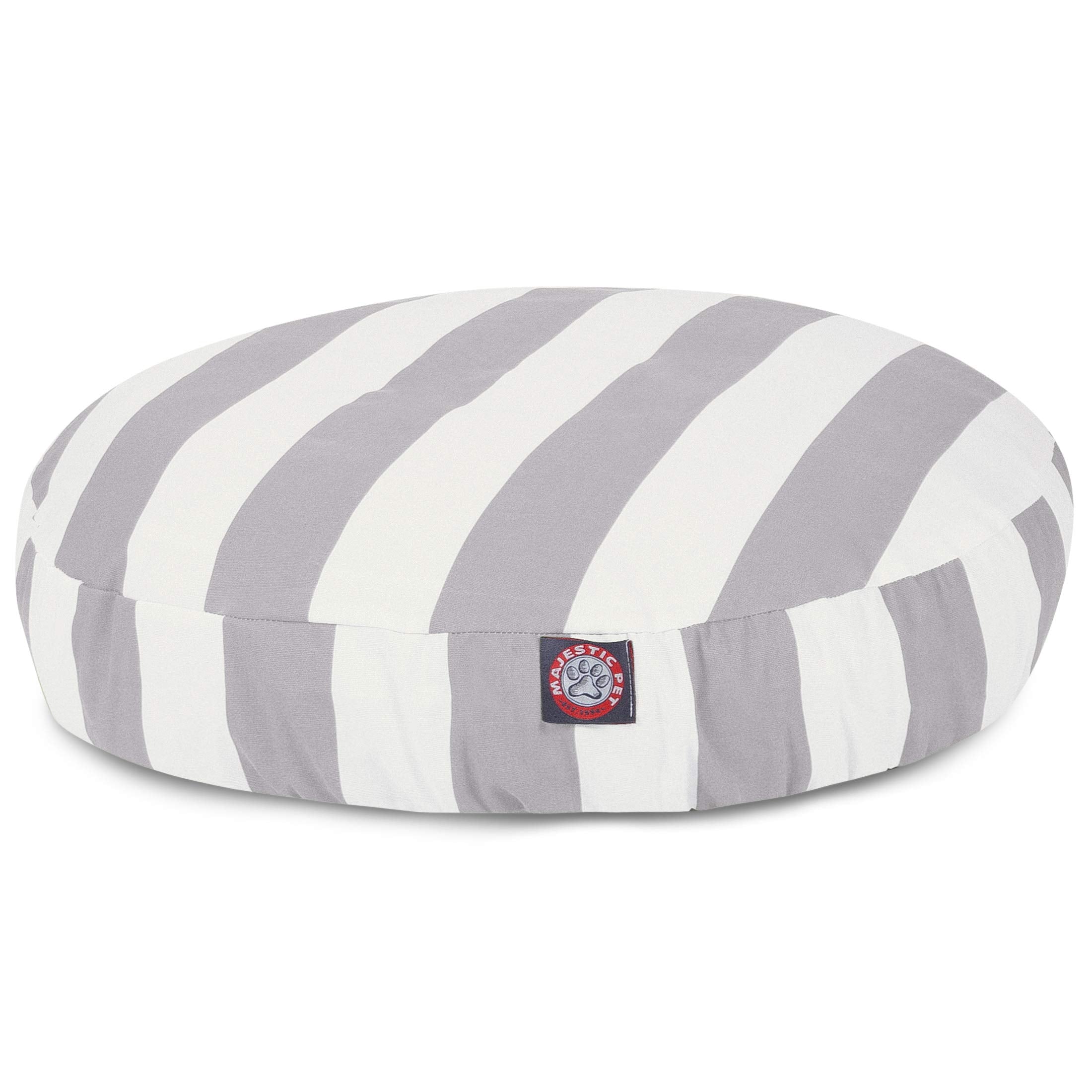 Majestic Pet Indoor Outdoor Vertical Stripe Round Pet Dog Bed With Removable Washable Cover, Gray, Small