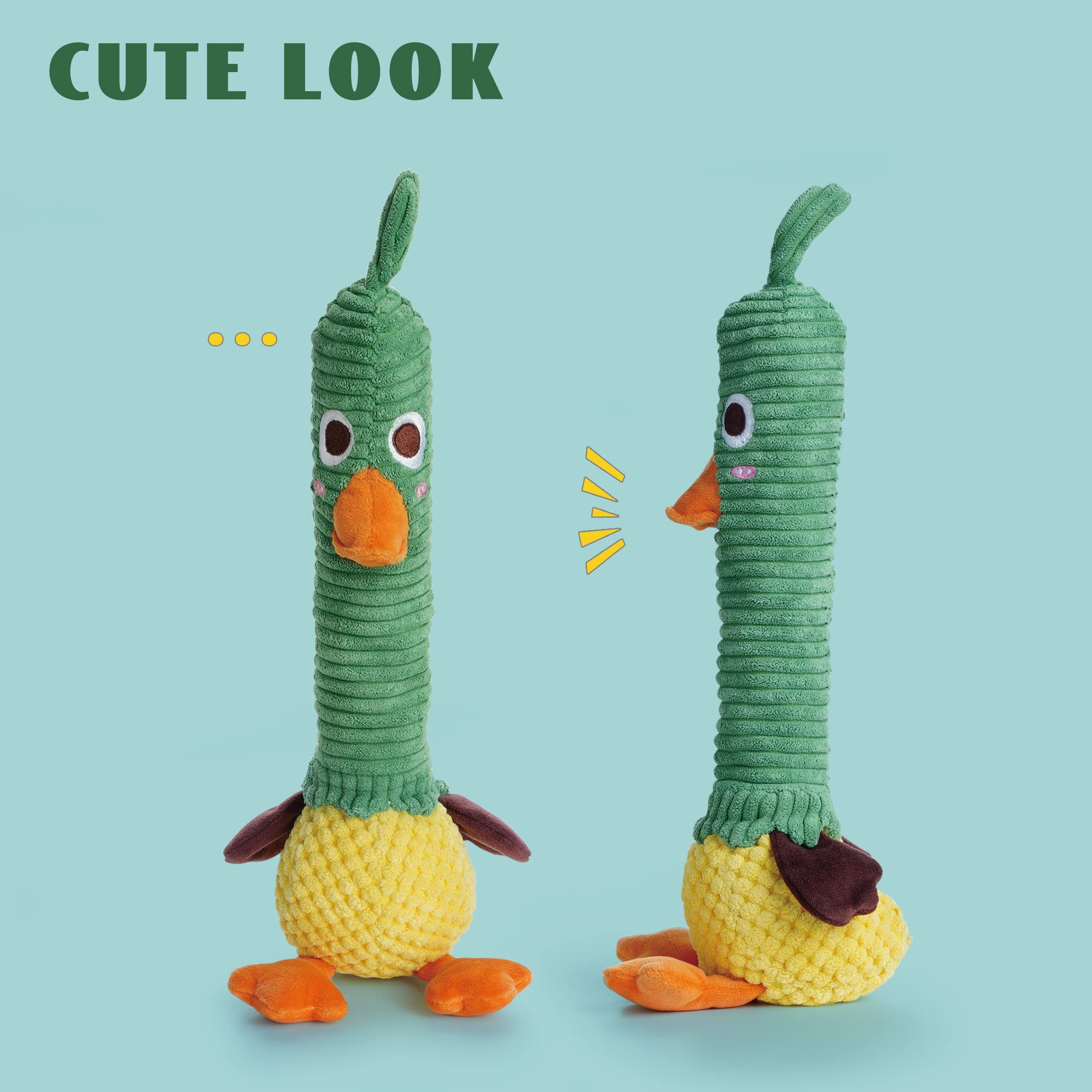Nocciola 2 In 1 Duck Dog Toy With A Large Rubber Squeaker - Durable Stuffed Squeaky Crinkle Chew Toys For Aggressive Chewers, Me