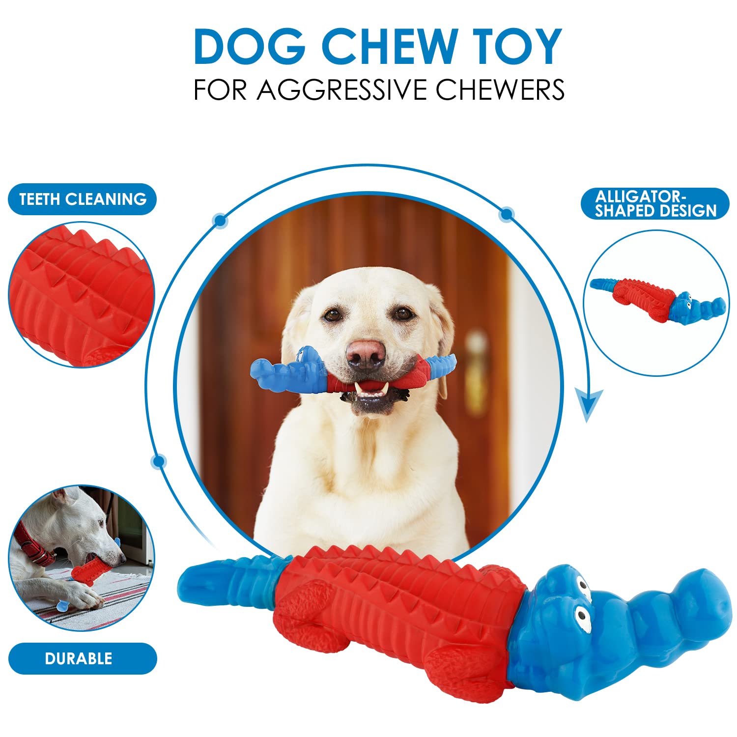 petizer Dog Toys for Aggressive Chewers, Non Squeak Dog Chew Toys, Indestructible Dog Toys, Dog Teething Toys Made with Nylon an