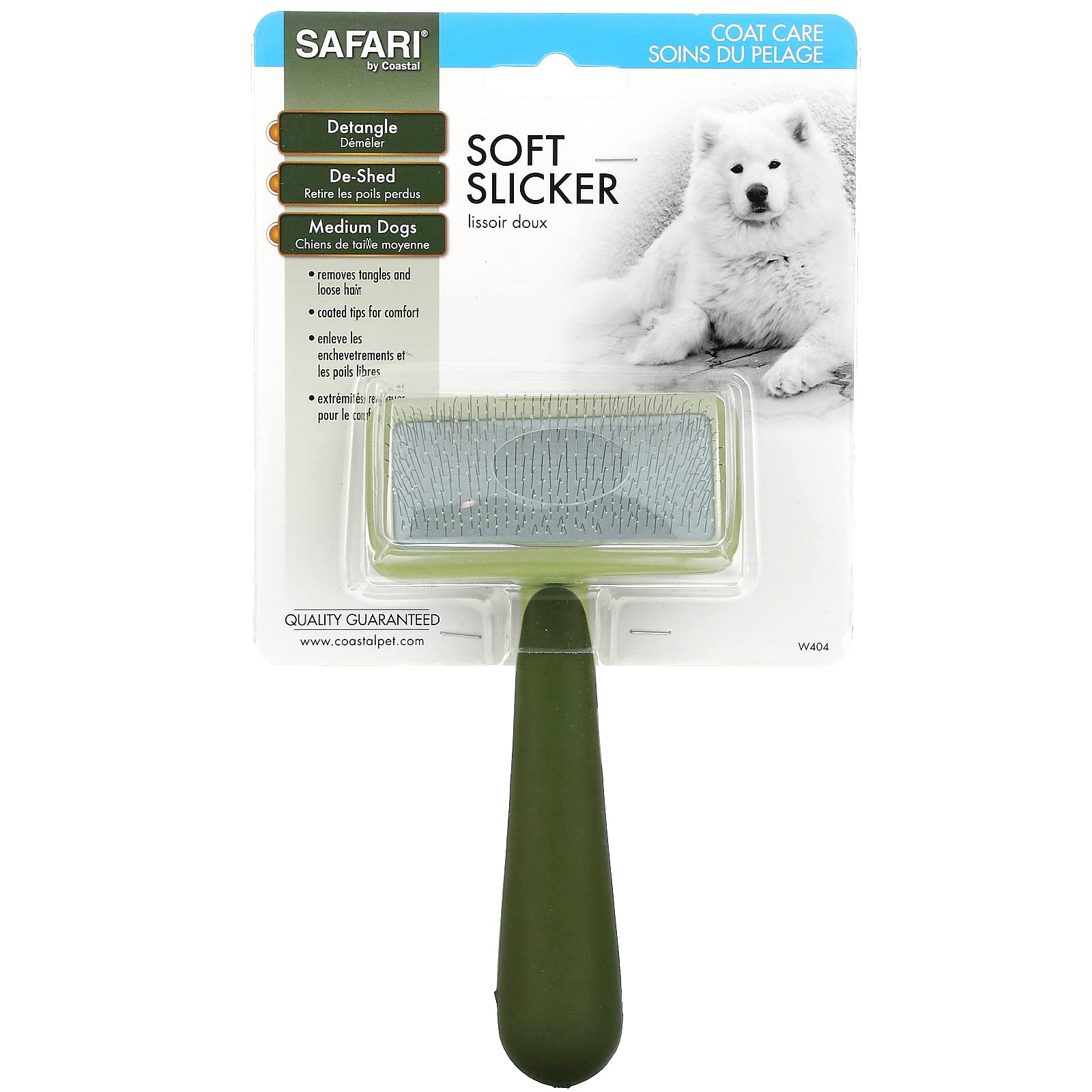 Coastal Pet Safari Dog Soft Slicker Brush - Dog Grooming Brush For Shedding - For Dogs With Short, Medium And Long Hair - Medium - 6.25' X 3.5'