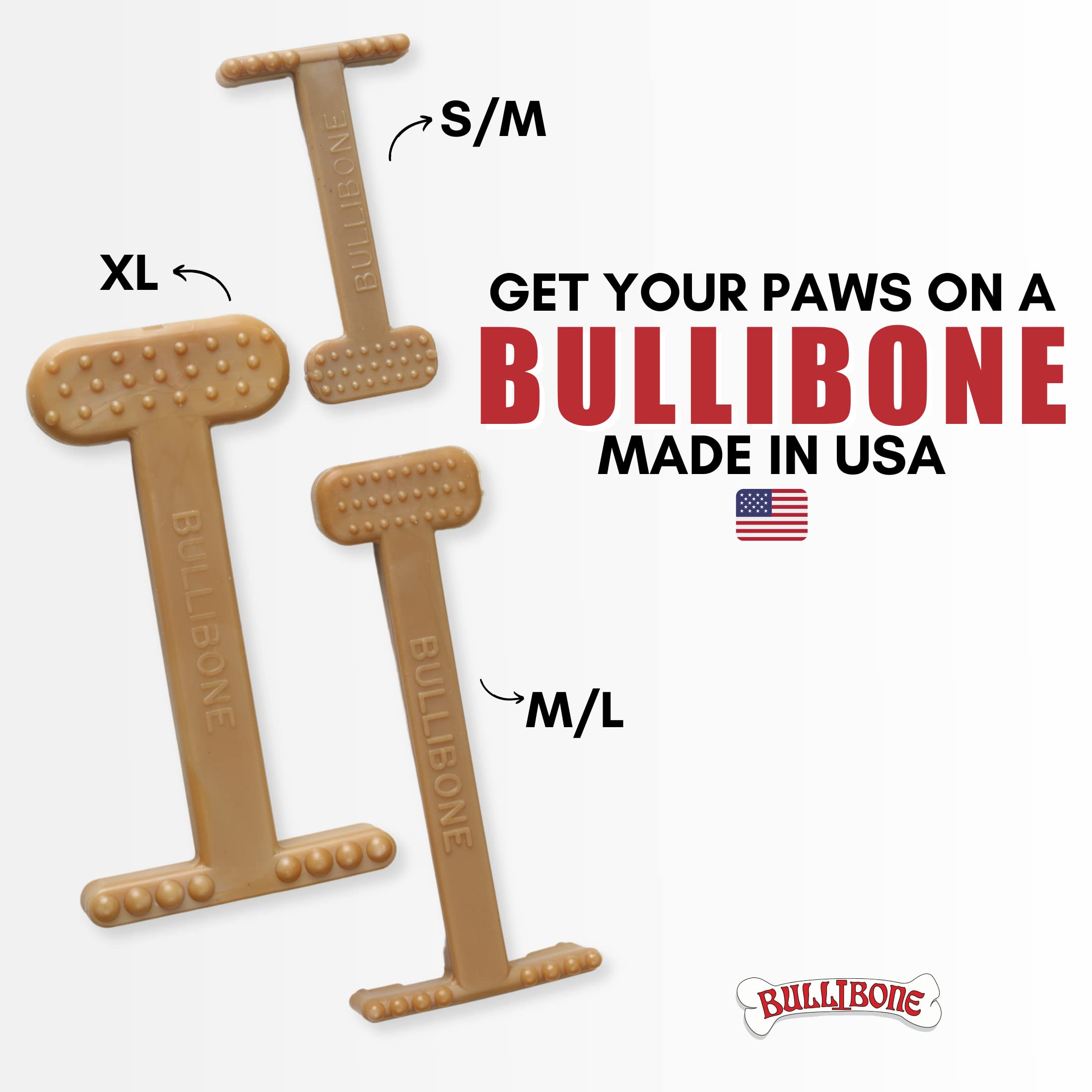 Bullibone Nylon Dog Chew Toy Nylon Bone - Improves Dental Hygiene, Easy To Grip Bottom, And Permeated With Flavor (Beef, Xl - Si
