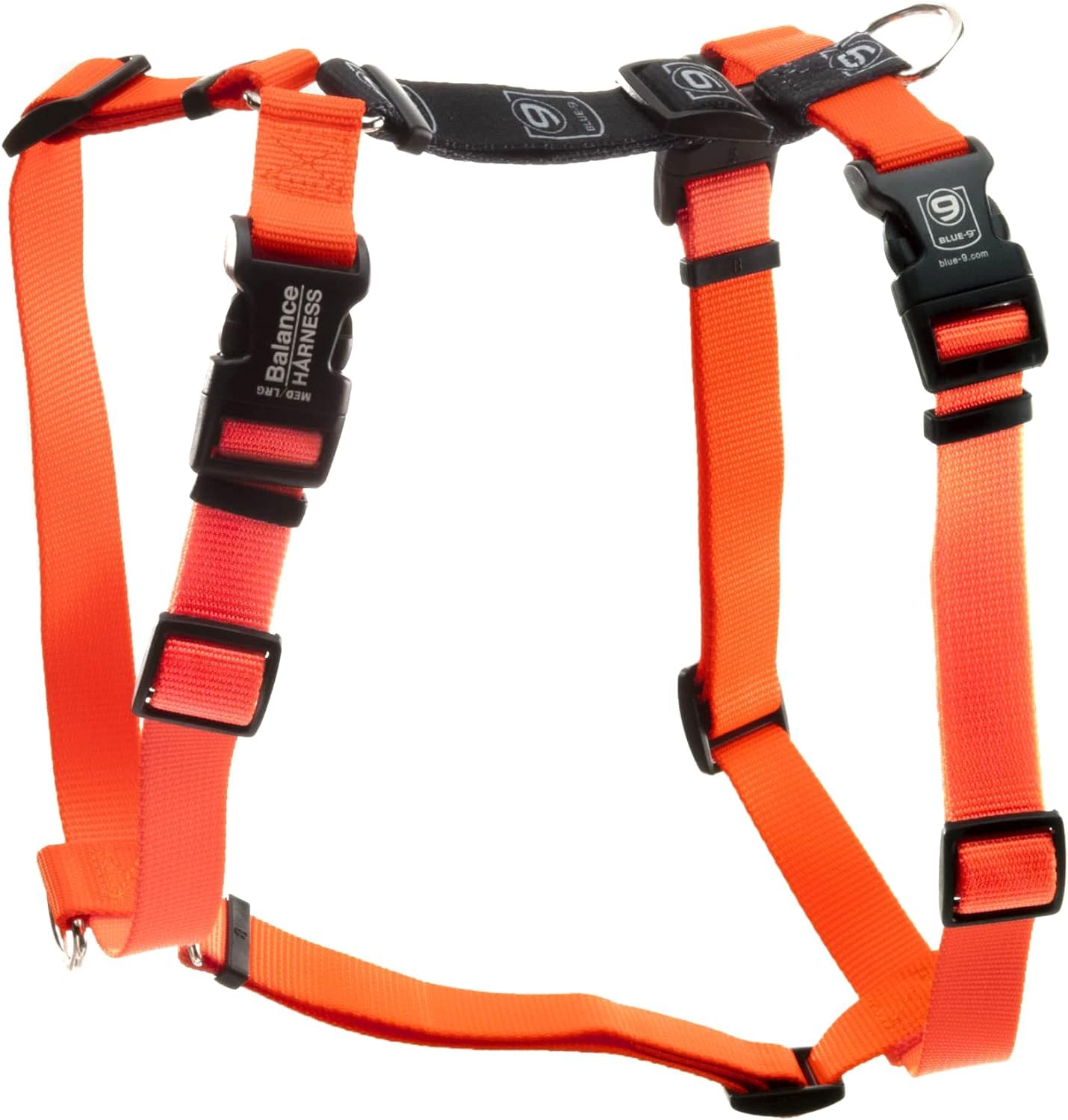 Blue-9 Buckle-Neck Balance Harness, Fully Customizable Fit No-Pull Harness, Ideal For Dog Training And Obedience, Made In The Usa, Orange, X-Small