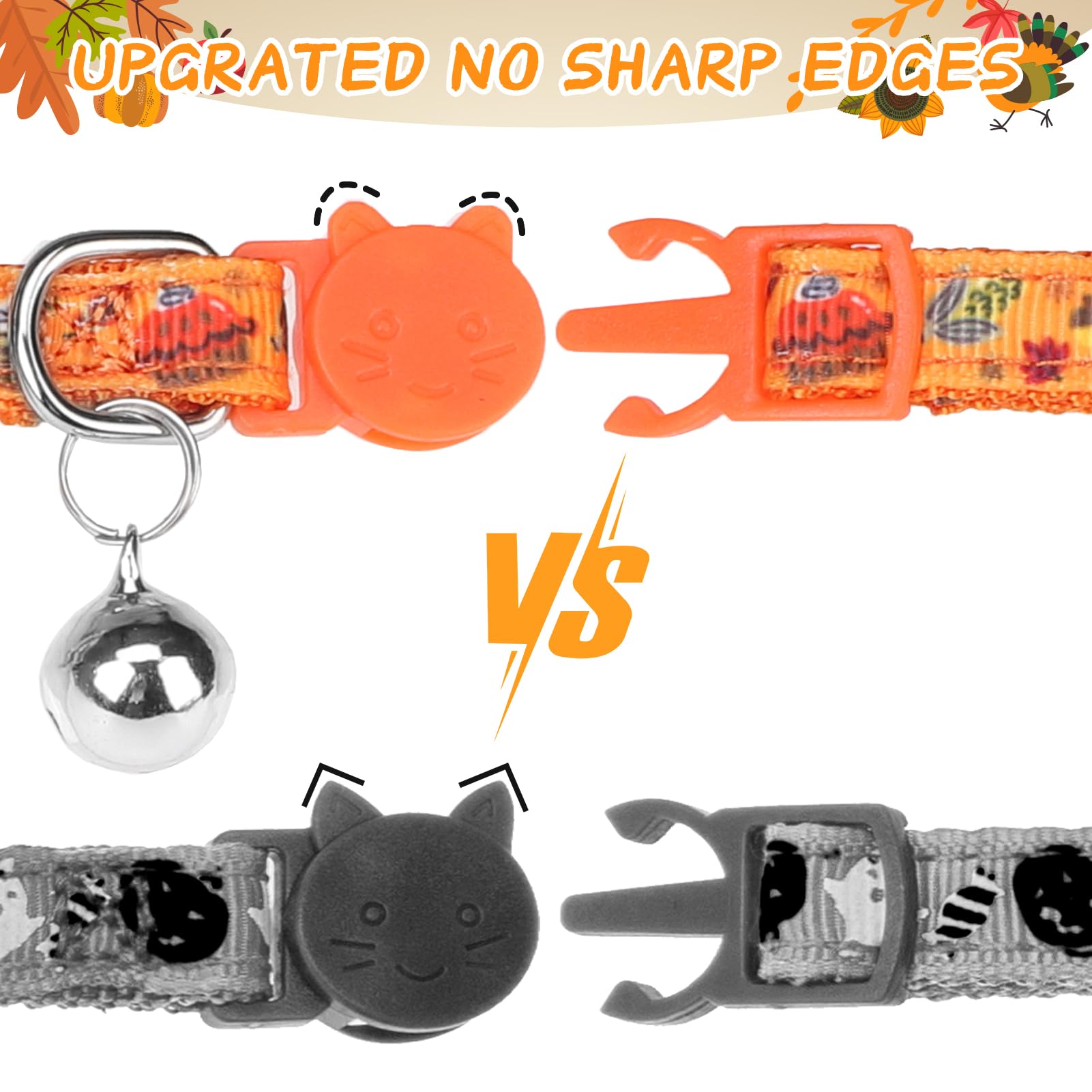 Scenereal Cat Collar Breakaway With Bell And Bowtie - 3 Pack Cute Holiday Cat Collars- Maple And Pine Cone Fall Kitten Collar Ad