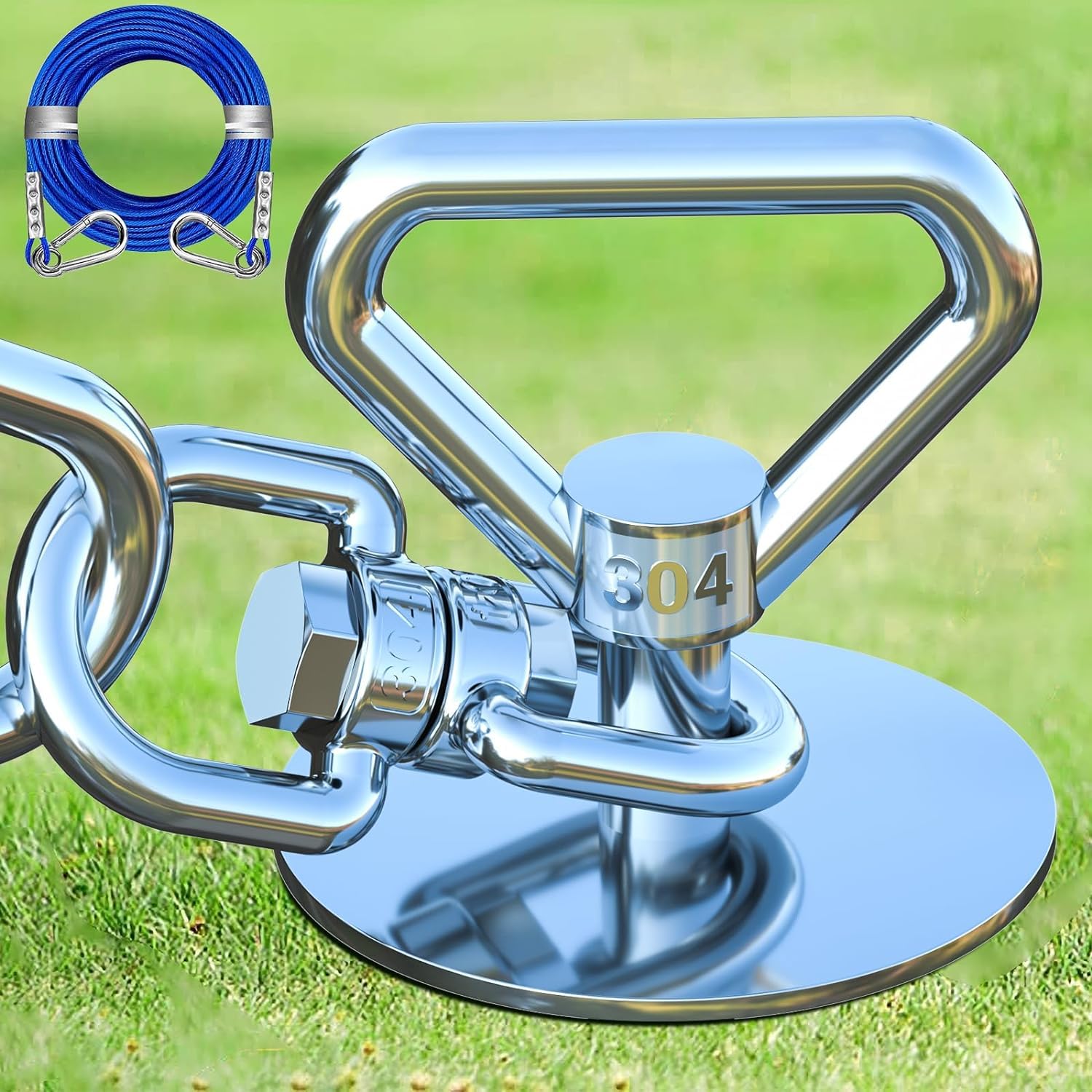 Catapamey Dog Tie Out Cable And Stake,With 45Ft Heavy Duty Cable,360 Swivel Dog Run Stake-No Tangle-Runner For Yard-Suitable For