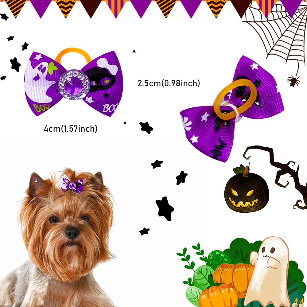 Masue Pets 20Pcs/10 Pairs Dog Hair Bows For Halloween Dog Rhinestone Bows Bling Puppy Dog Bows Dog Grooming Accessories