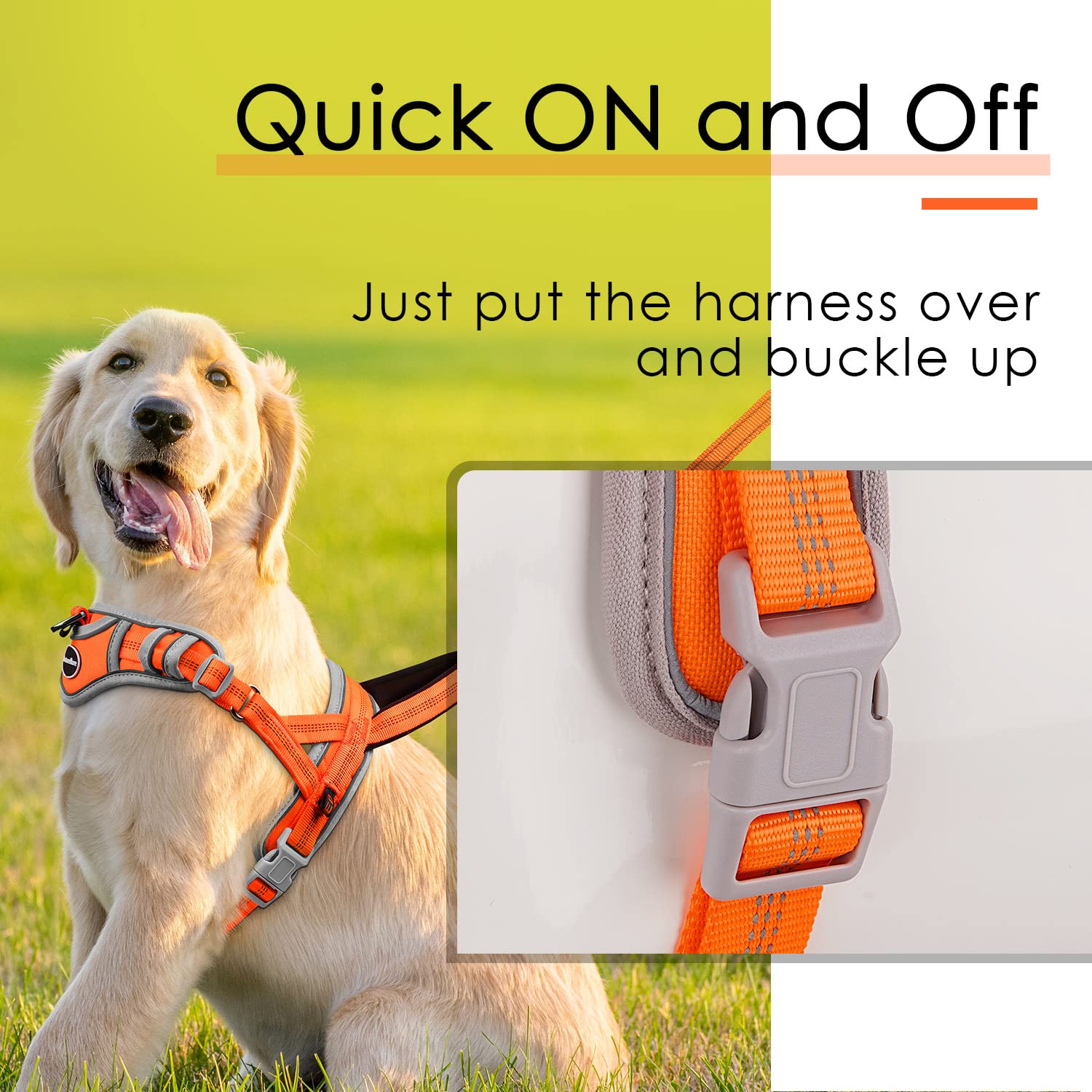Adventuremore Dog Harness For Small Dogs No Pull, Dog Halter Harness Adjustable Reflective Dog Vest Escape Proof Dog Harness With Easy Control Front Clip Handle For Training Walking S Orange