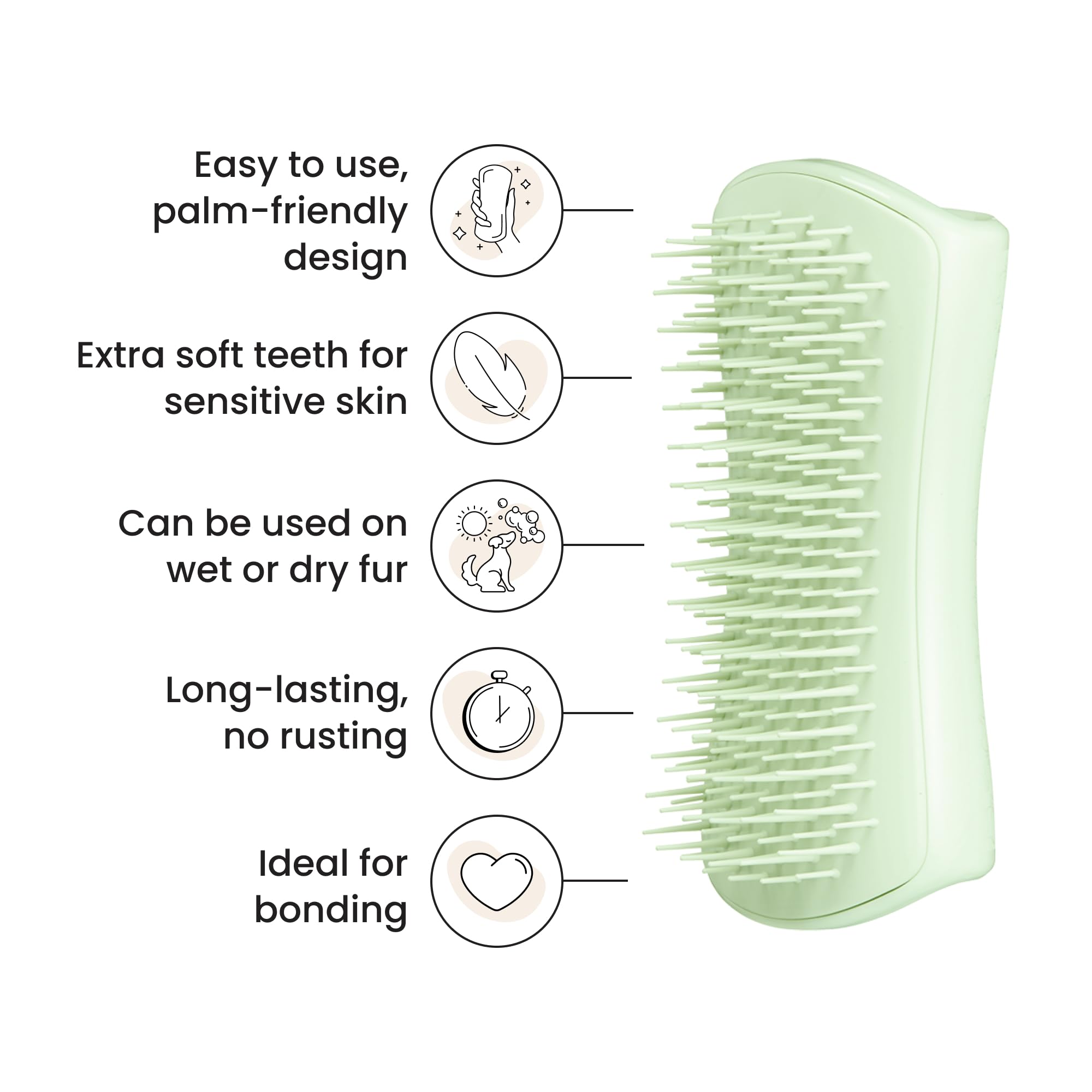 Pet Teezer By Tangle Teezer Puppy Essential Dog Brush, With Extra Soft Teeth For Gentle Grooming On Wet Or Dry Fur, Mint