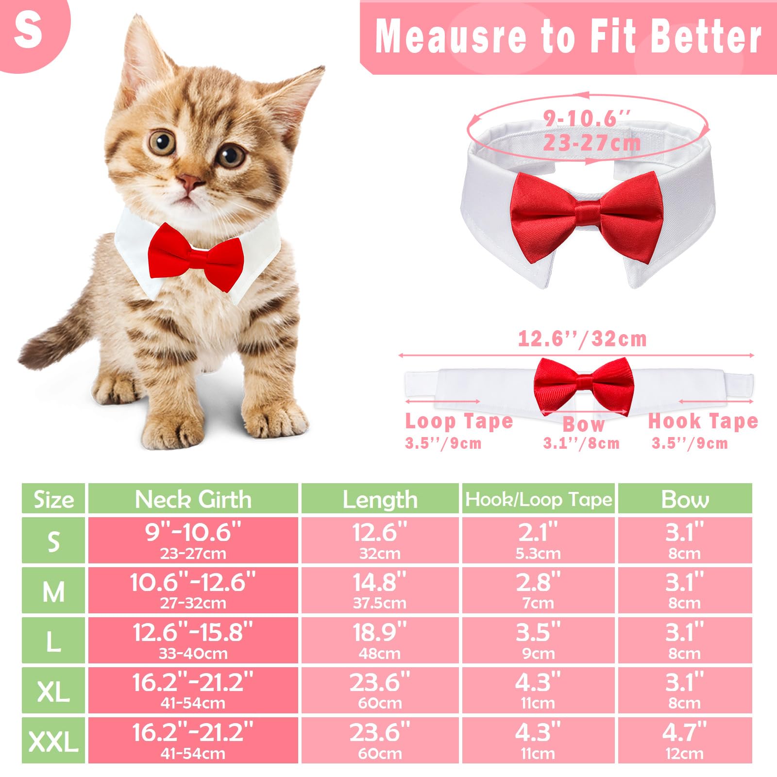 Cat Tuxedo Collar, Koolmox Black Dog Bow Tie With Handcrafted Adjustable Suit White Collar, Formal Puppy Bow Tie Tux Collar For Small Boy Pets Weddings Birthday Easter Photography Grooming Bows