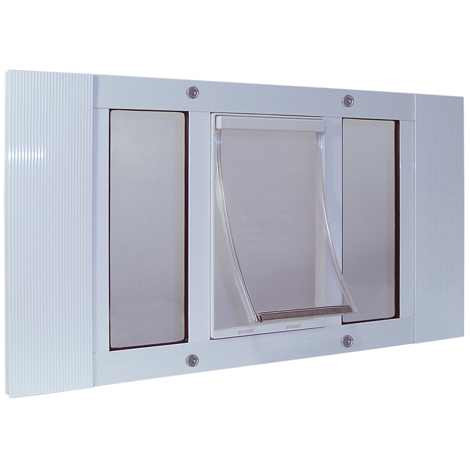 Ideal Pet Products Aluminum Sash Window Pet Door, Adjustable To Fit Window Widths From 23' To 28', Medium 7    X11-1/4    Flap