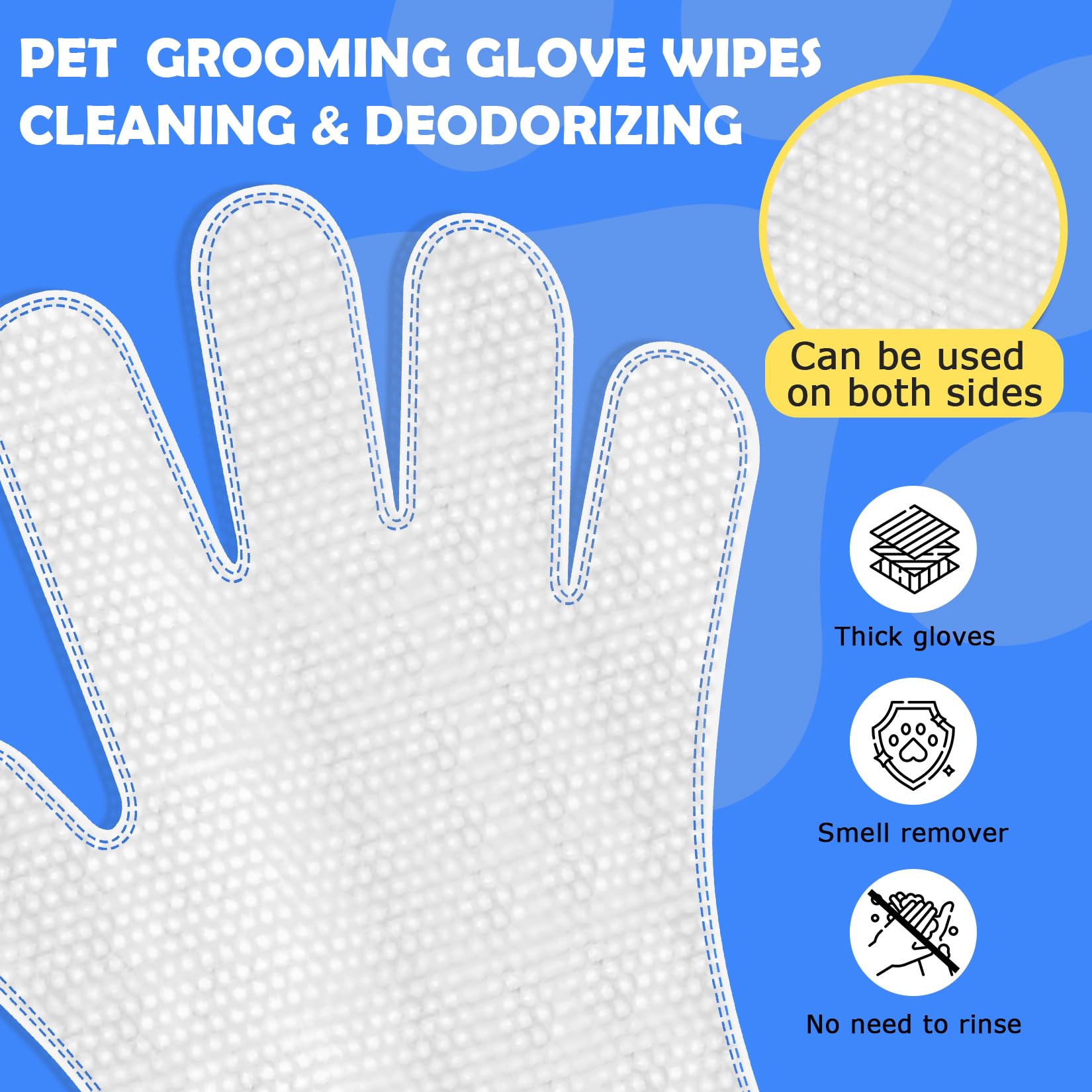 Pet Glove Washing Wipes For Dogs And Cats,Dog And Cat Cleaning Grooming Wipes For Fur,Paws And Butt,Save And Non Irritating,12 P
