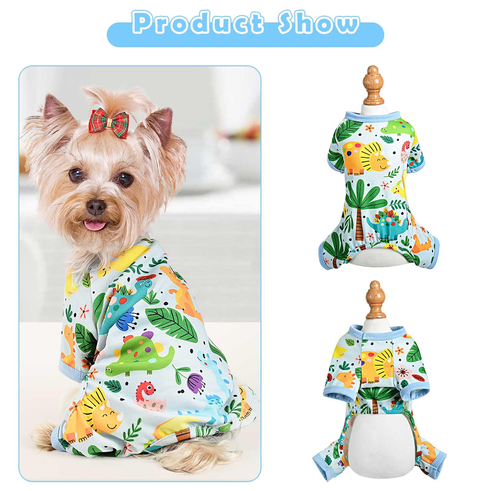 Dosuyi Dog Pajamas Spring Summer Pet Clothes For Small Dogs Girl Boy Soft Stretchy Puppy Clothes Cat Pjs Pet Jammies Outfit (Blu