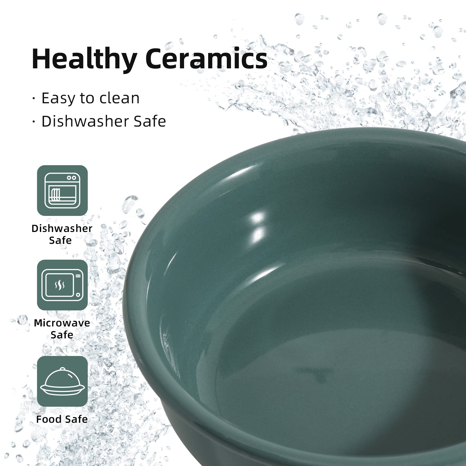 Havniva Ceramic Adjustable Raised Double Dog Bowls With Wooden Stand, 3 Heights Elevated For Small Dogs (Double 5.9'' Bowls, Dar